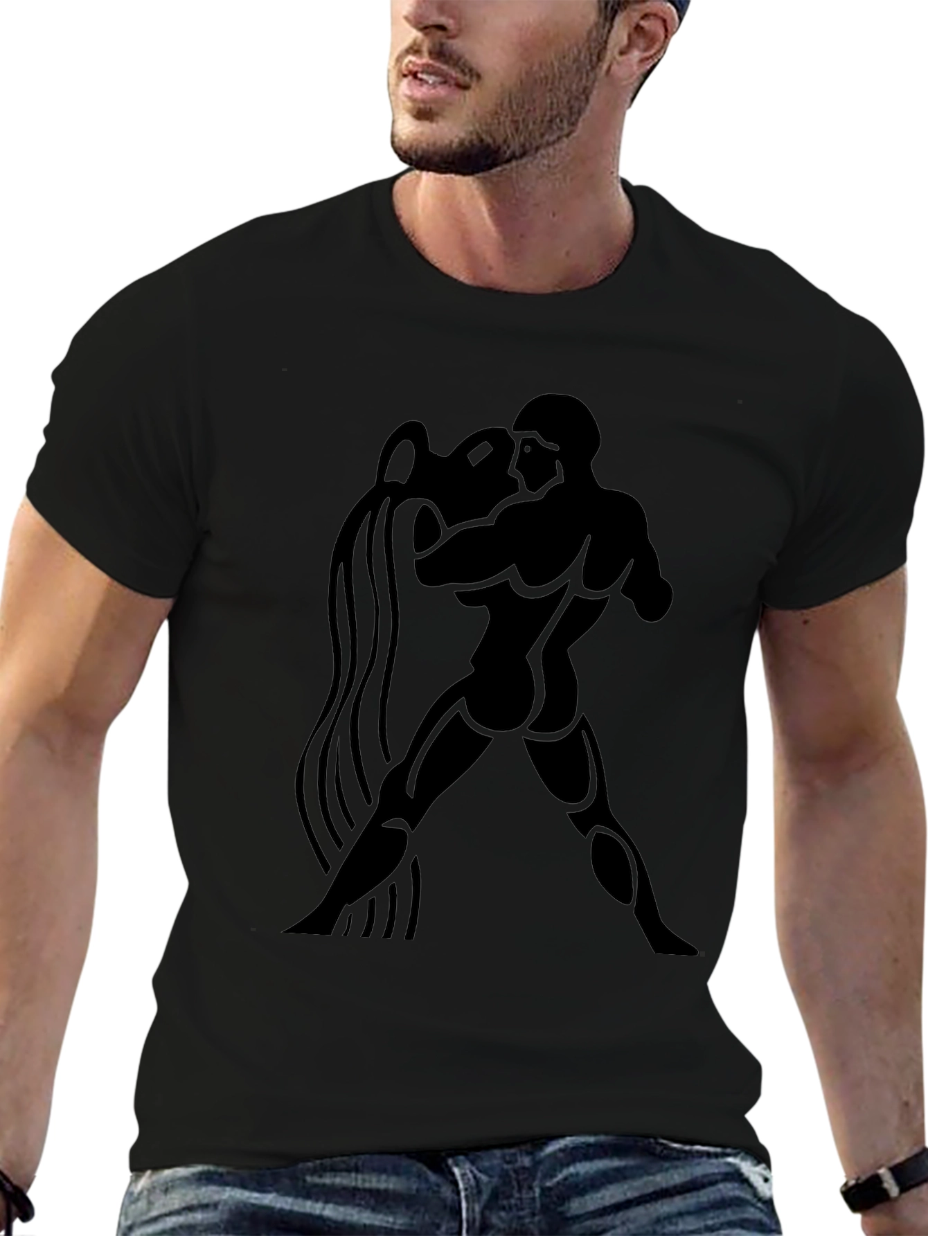 Aquarius Zodiac Graphic Black T-Shirt