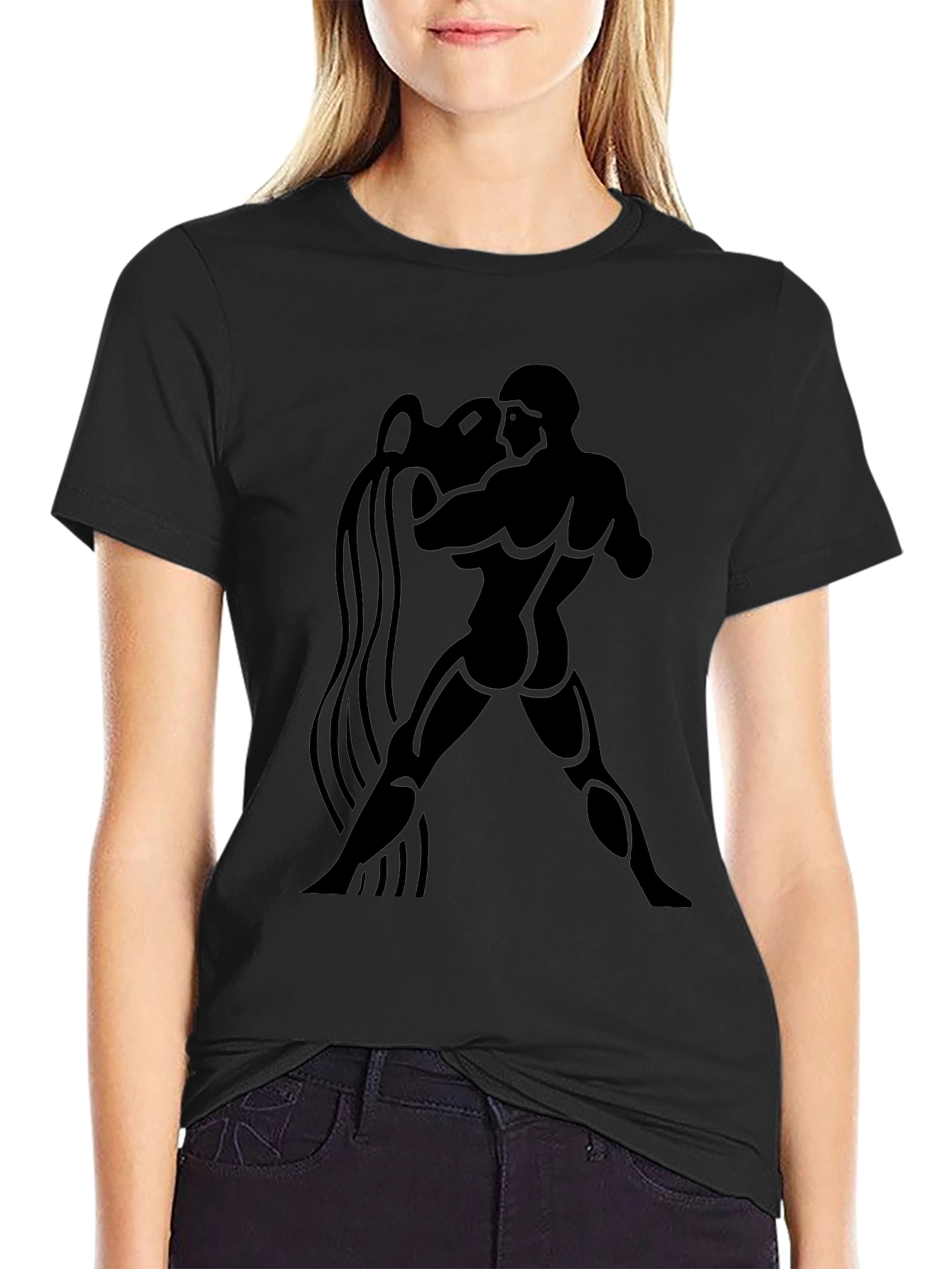 Aquarius Zodiac Graphic Black T-Shirt