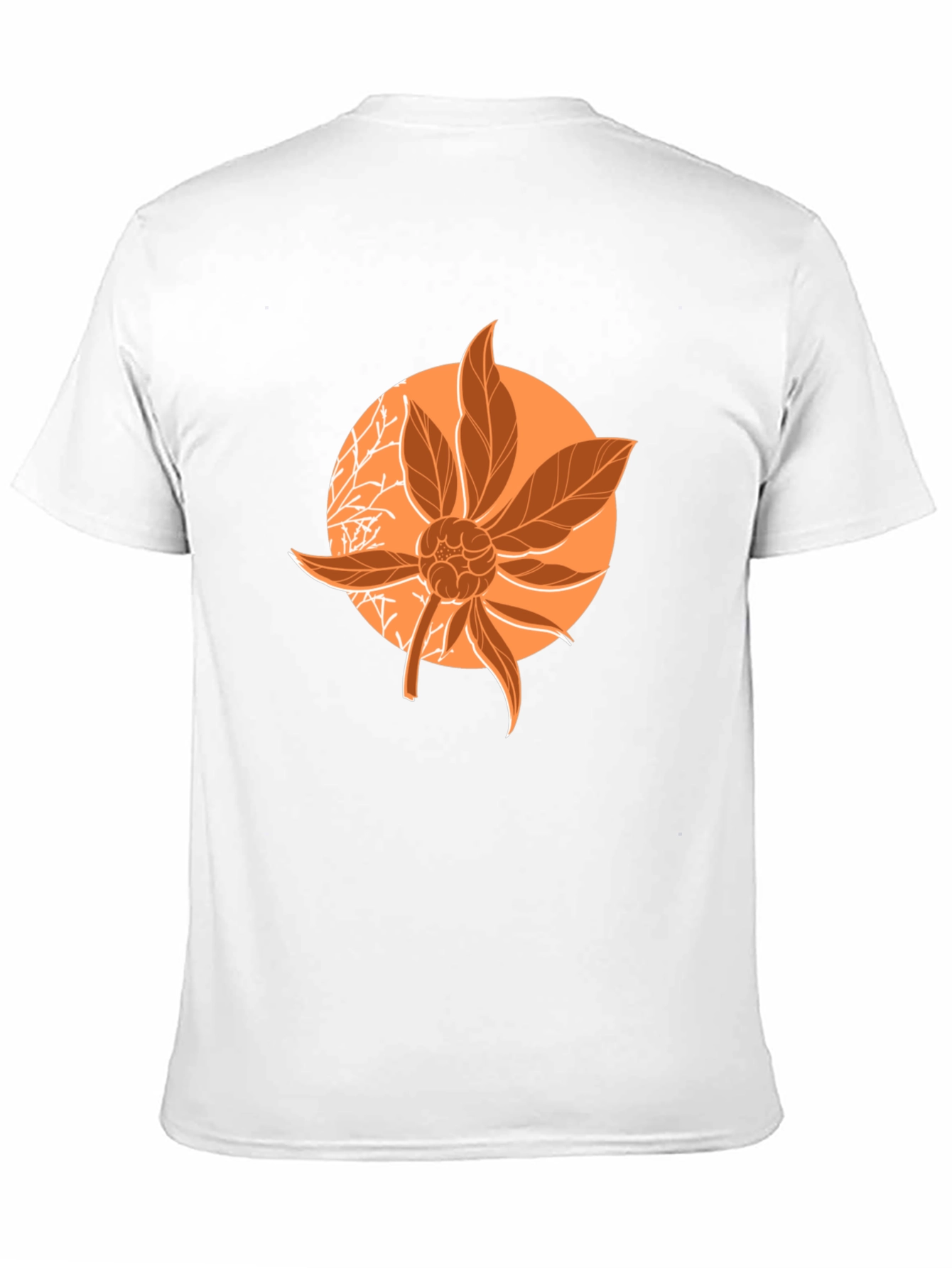 Orange Floral Graphic Print Black T-Shirt