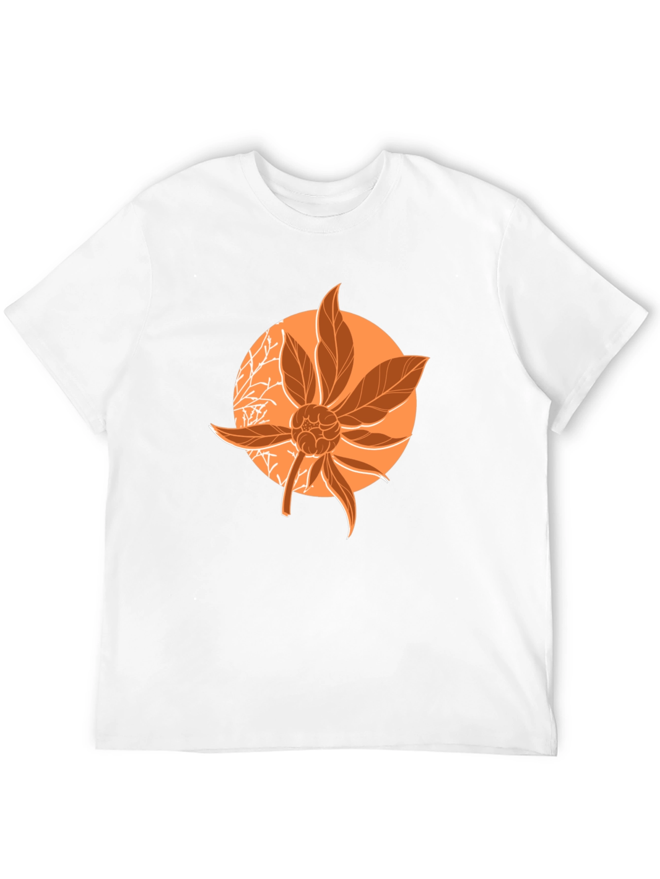 Orange Floral Graphic Print Black T-Shirt