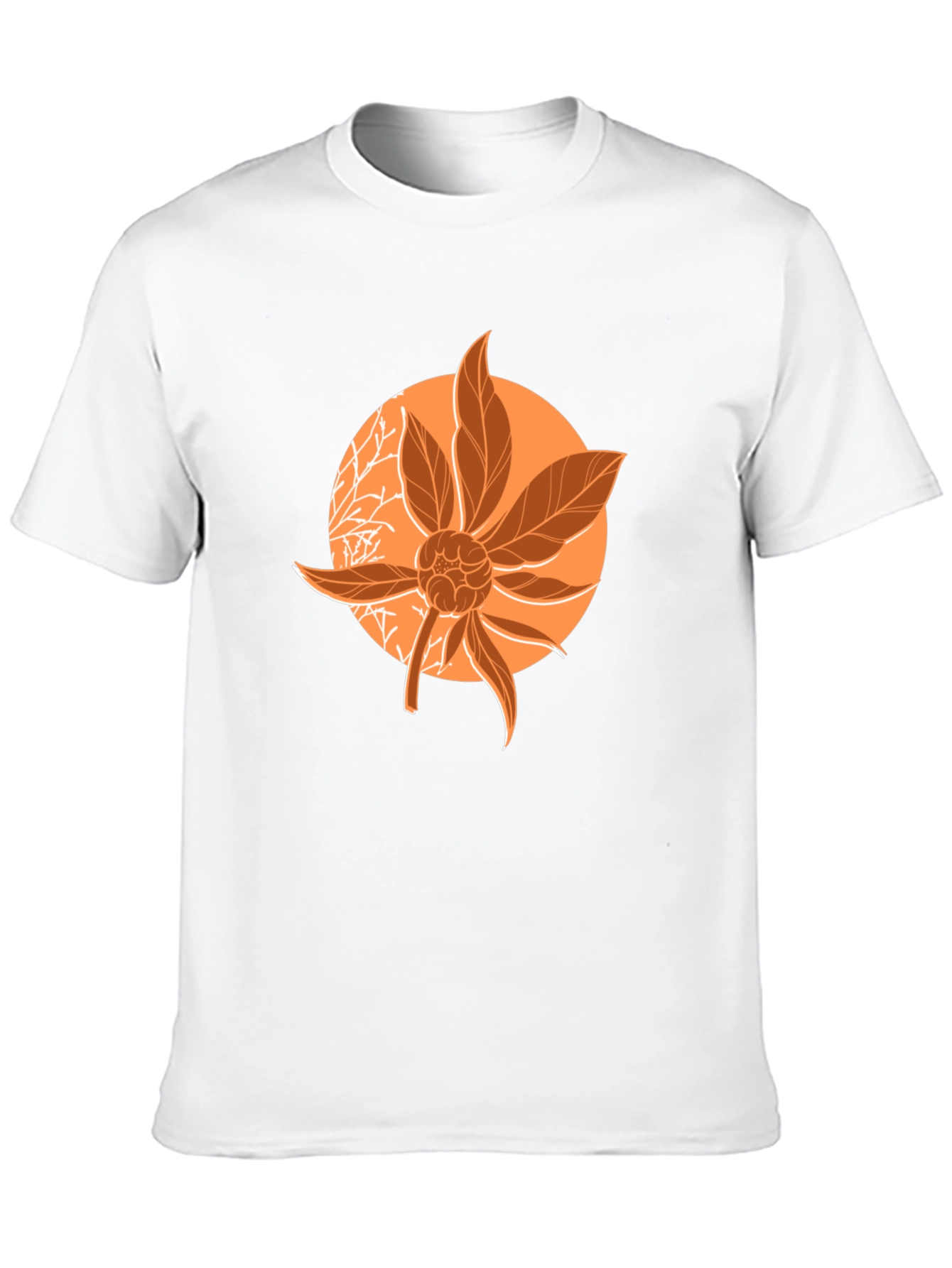 Orange Floral Graphic Print Black T-Shirt