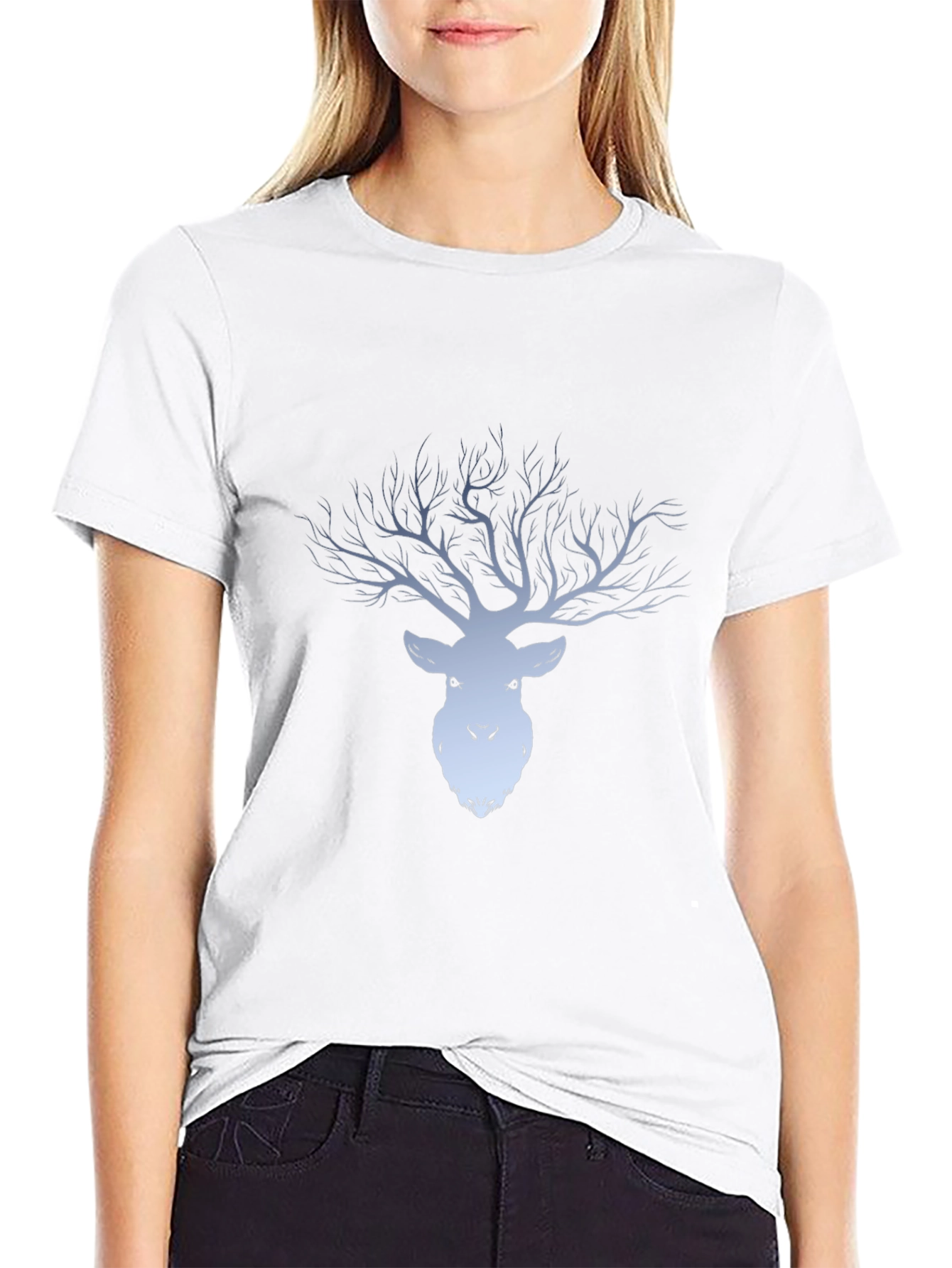 Mens Black Deer Tree Graphic Tee