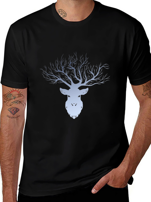 Mens Black Deer Tree Graphic Tee