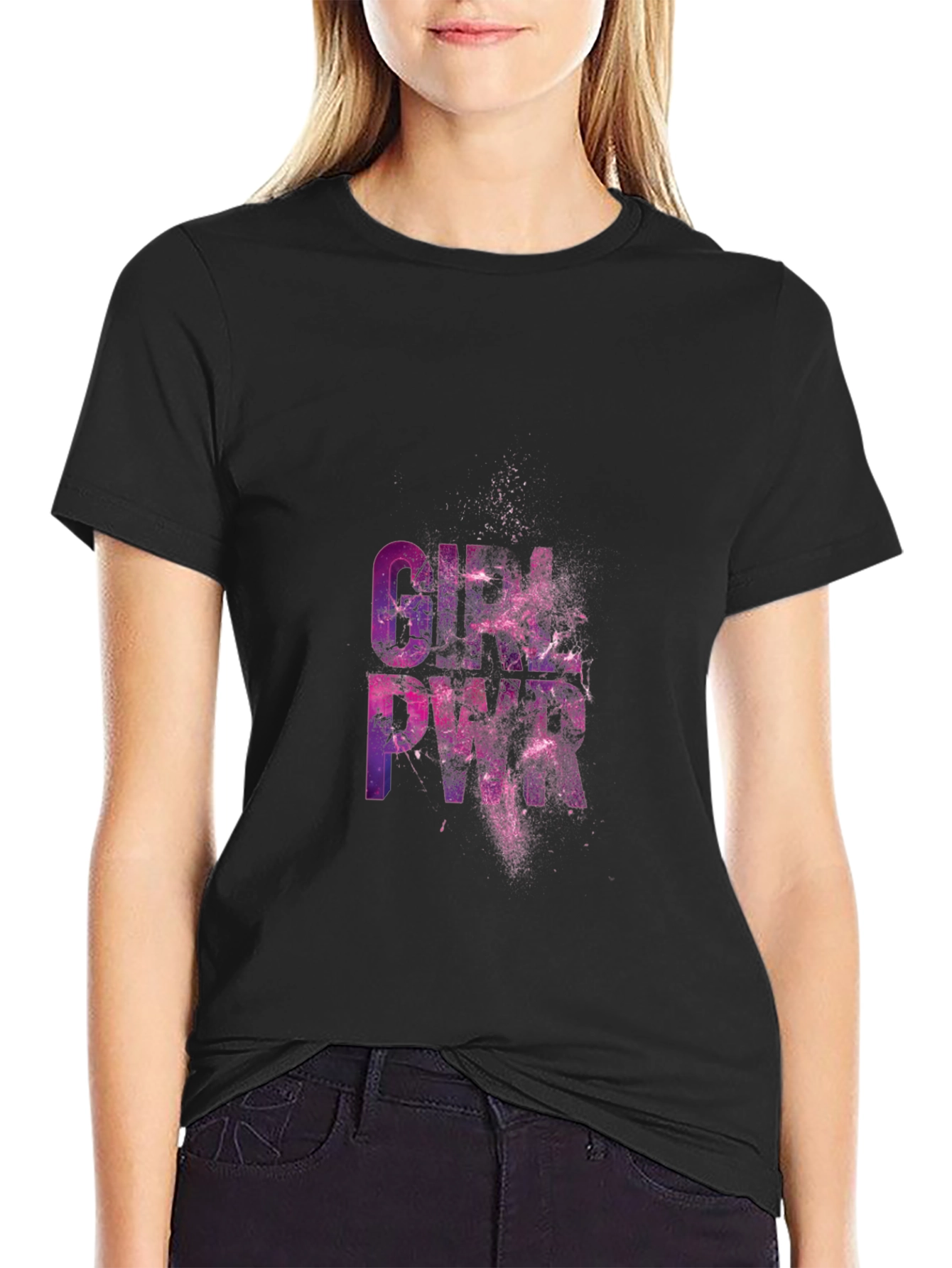 Girl Pwr Graphic Black T-Shirt