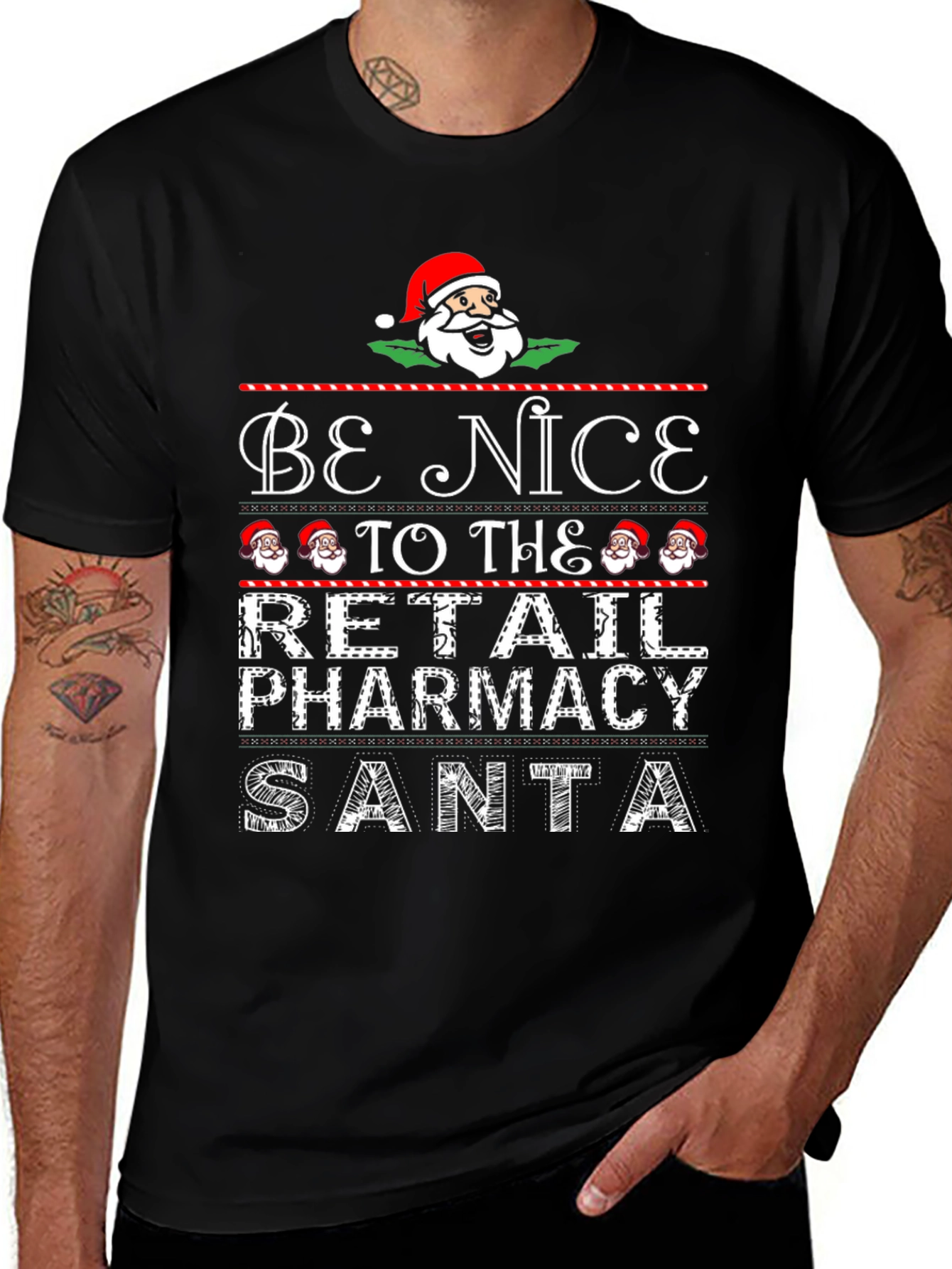 Be Nice to the Retail Pharmacy Santa Christmas T-Shirt