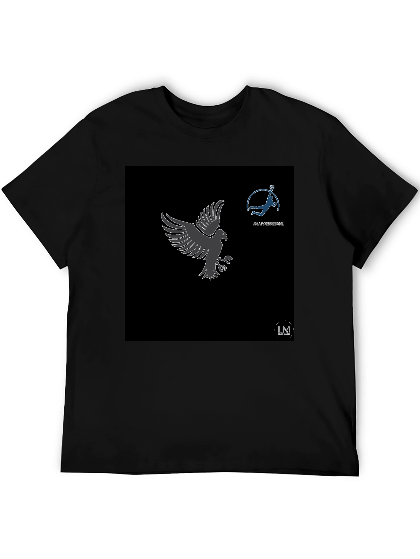 Mens Black Graphic Tee - Eagle & Volleyball Design