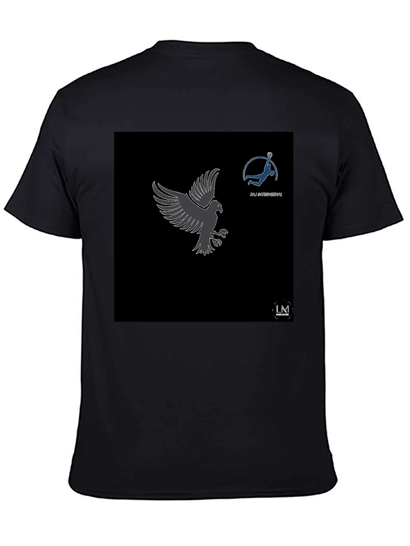 Mens Black Graphic Tee - Eagle & Volleyball Design