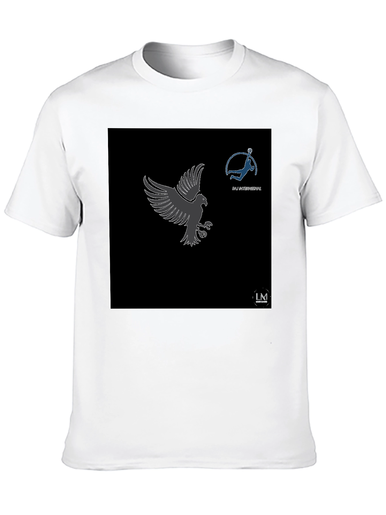 Mens Black Graphic Tee - Eagle & Volleyball Design
