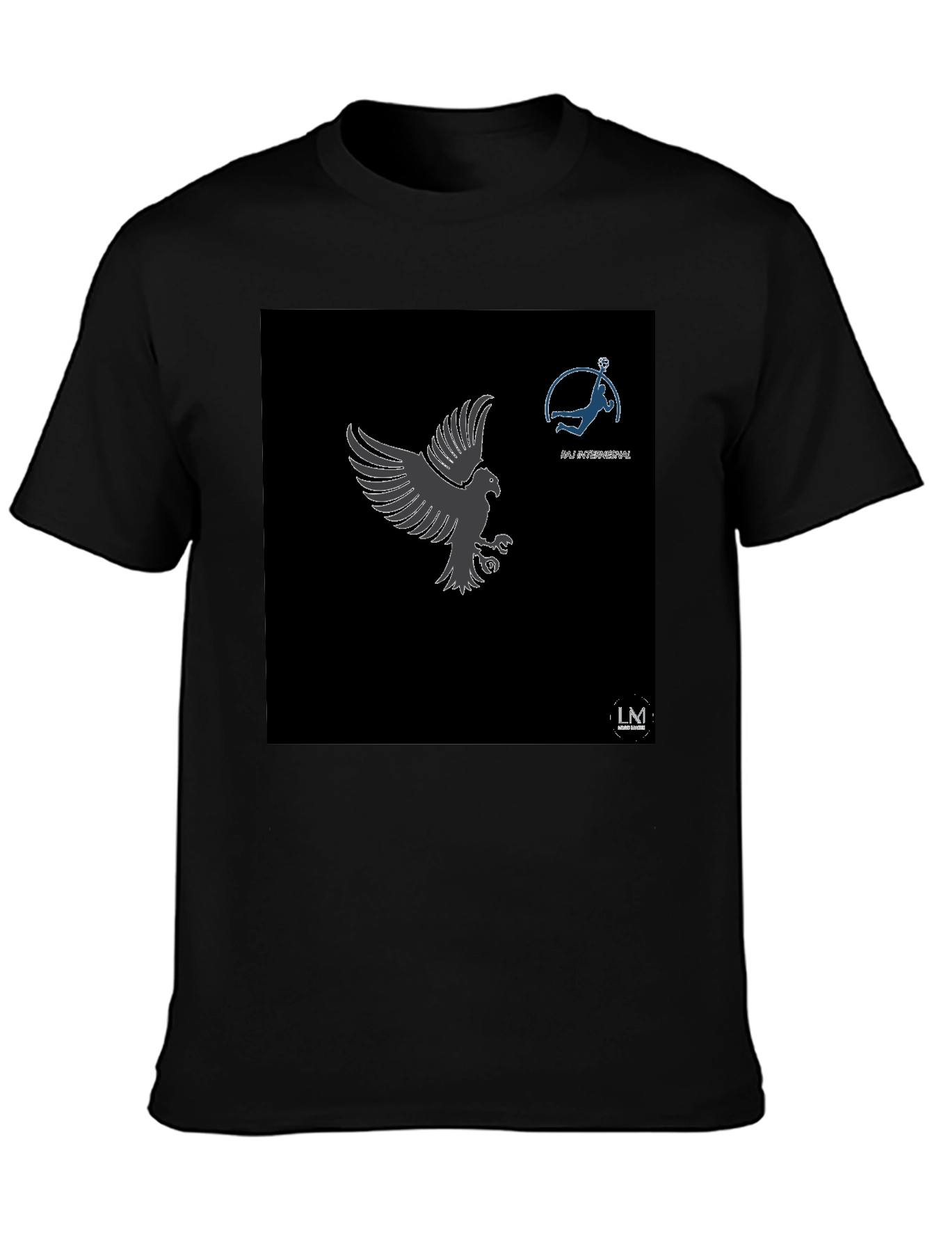 Mens Black Graphic Tee - Eagle & Volleyball Design
