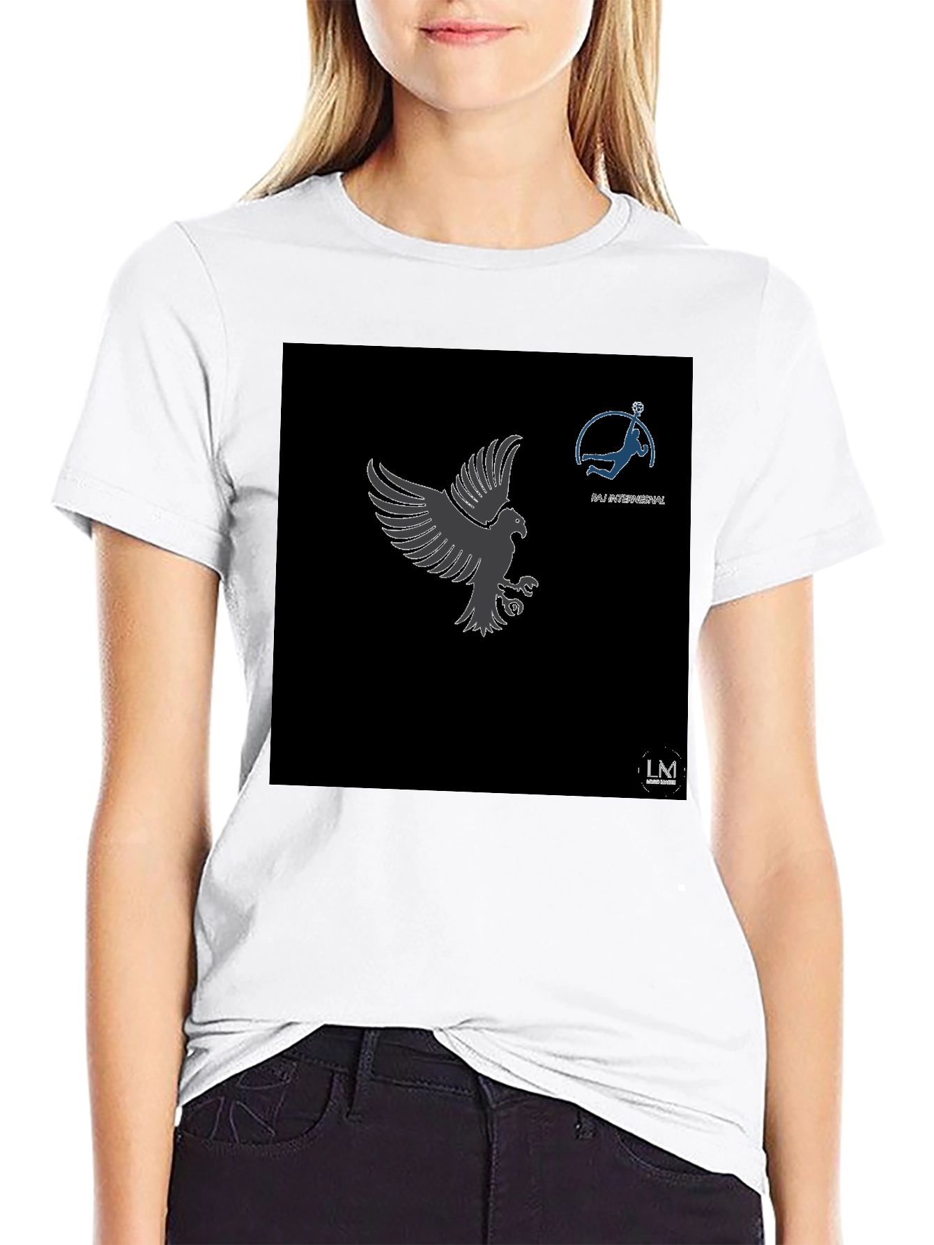 Mens Black Graphic Tee - Eagle & Volleyball Design