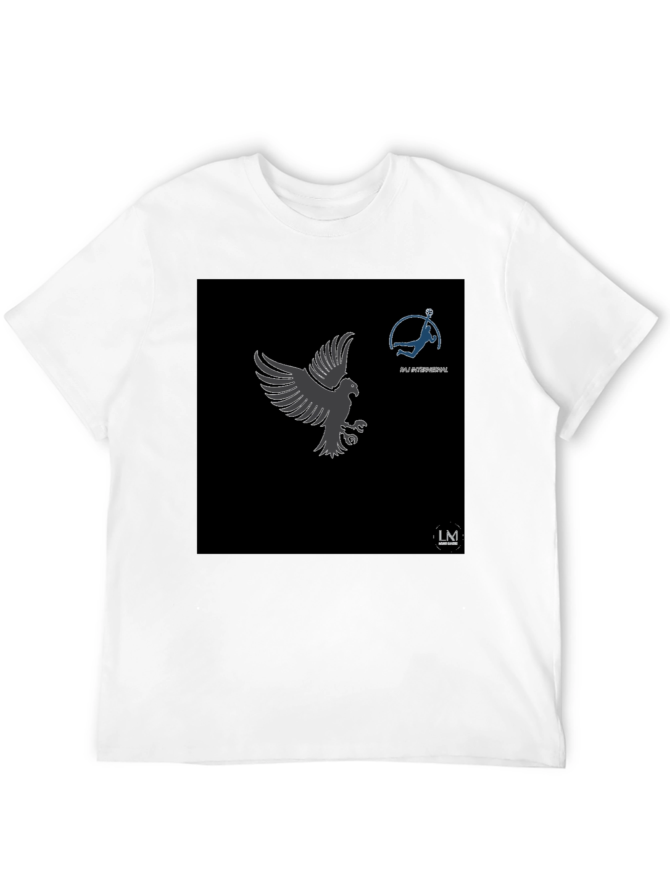 Mens Black Graphic Tee - Eagle & Volleyball Design