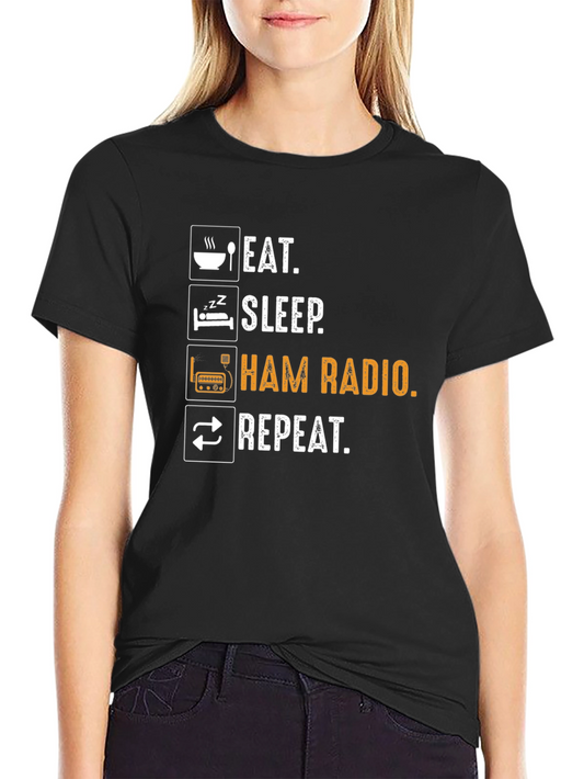 Eat Sleep Ham Radio Repeat T-Shirt - Black