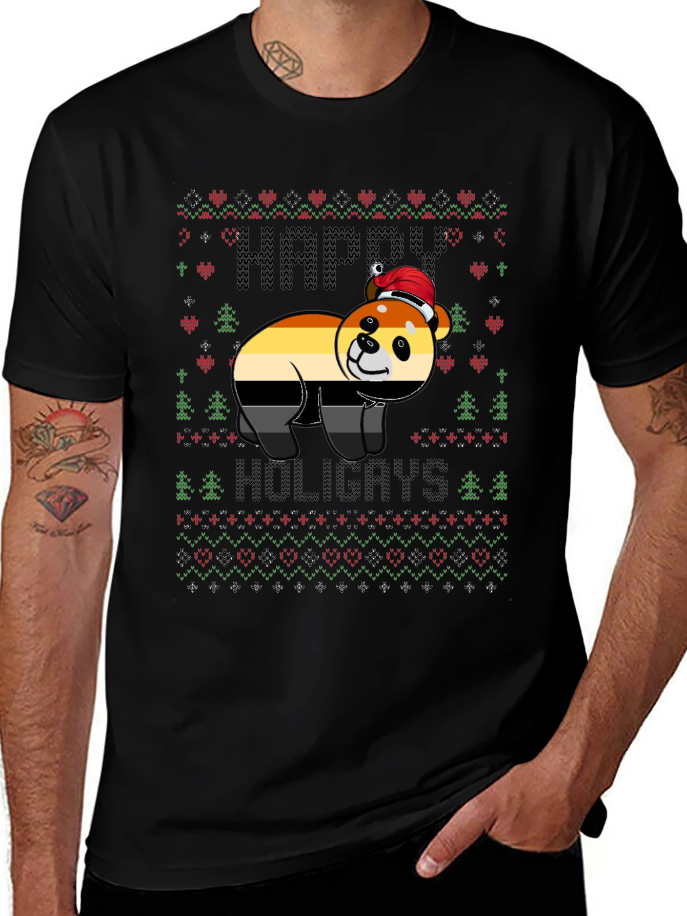Happy Holigays Bear Pride Ugly Christmas T-Shirt