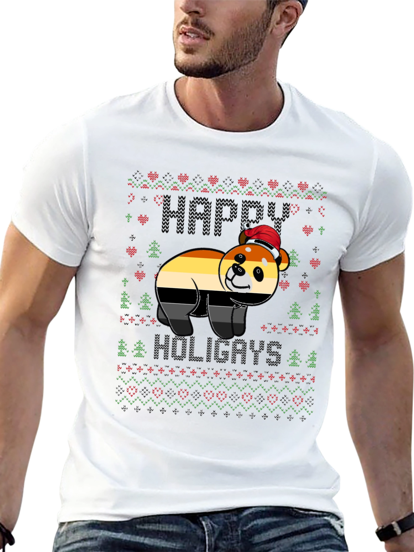 Happy Holigays Bear Pride Ugly Christmas T-Shirt