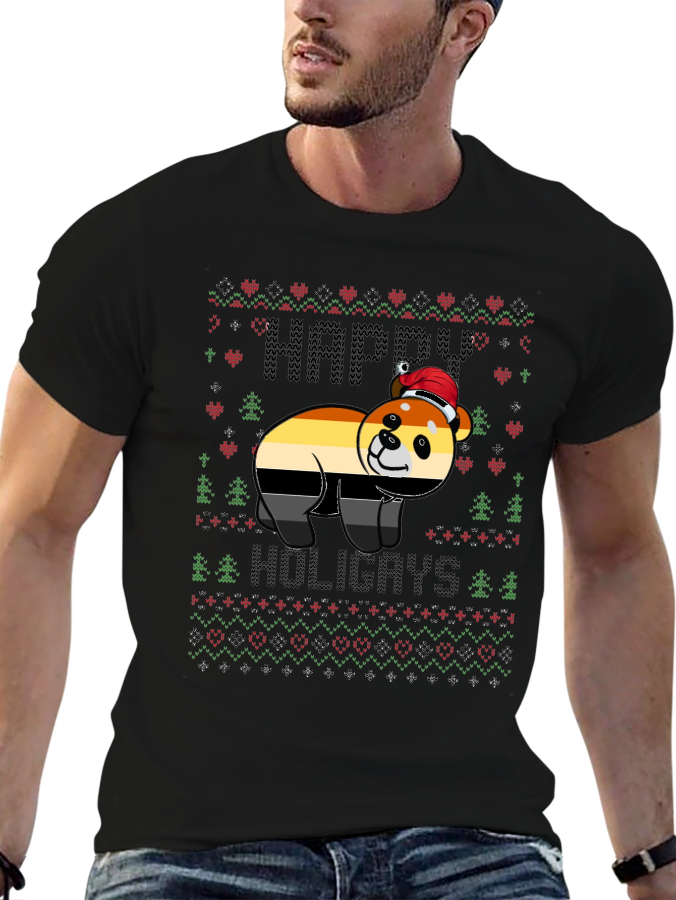 Happy Holigays Bear Pride Ugly Christmas T-Shirt