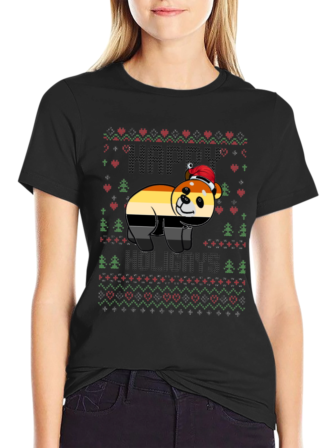 Happy Holigays Bear Pride Ugly Christmas T-Shirt
