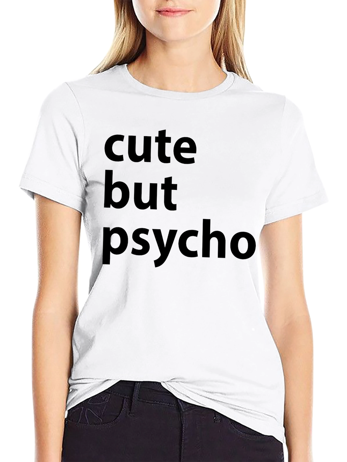 Cute But Psycho Black Graphic T-Shirt
