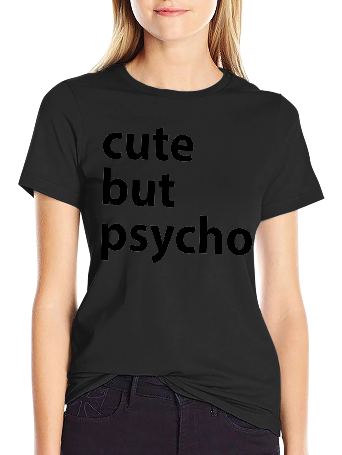 Cute But Psycho Black Graphic T-Shirt