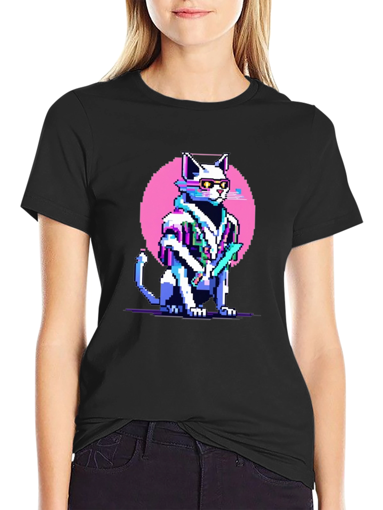 Pixel Cat Retro T-Shirt