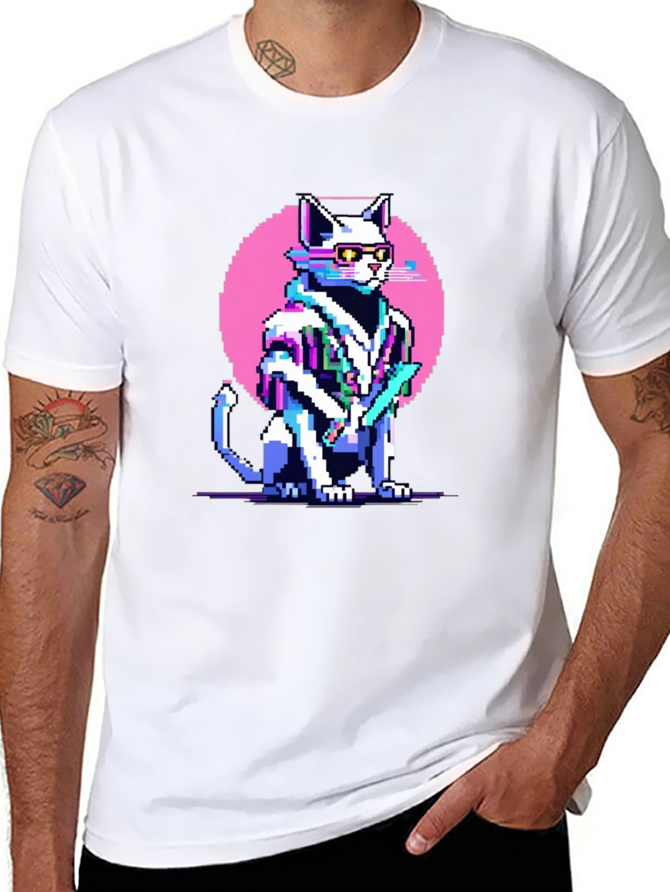 Pixel Cat Retro T-Shirt