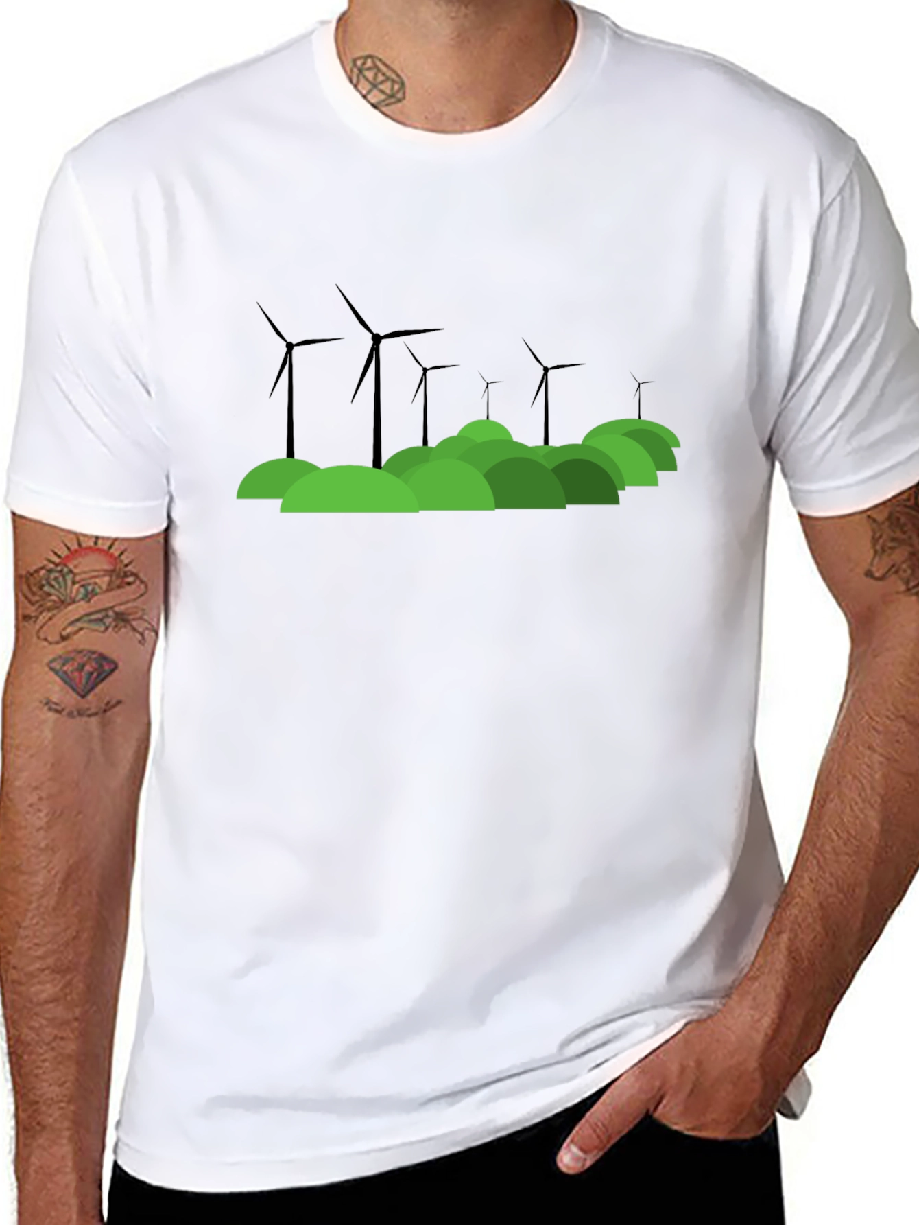 Eco Wind Turbine Graphic T-Shirt