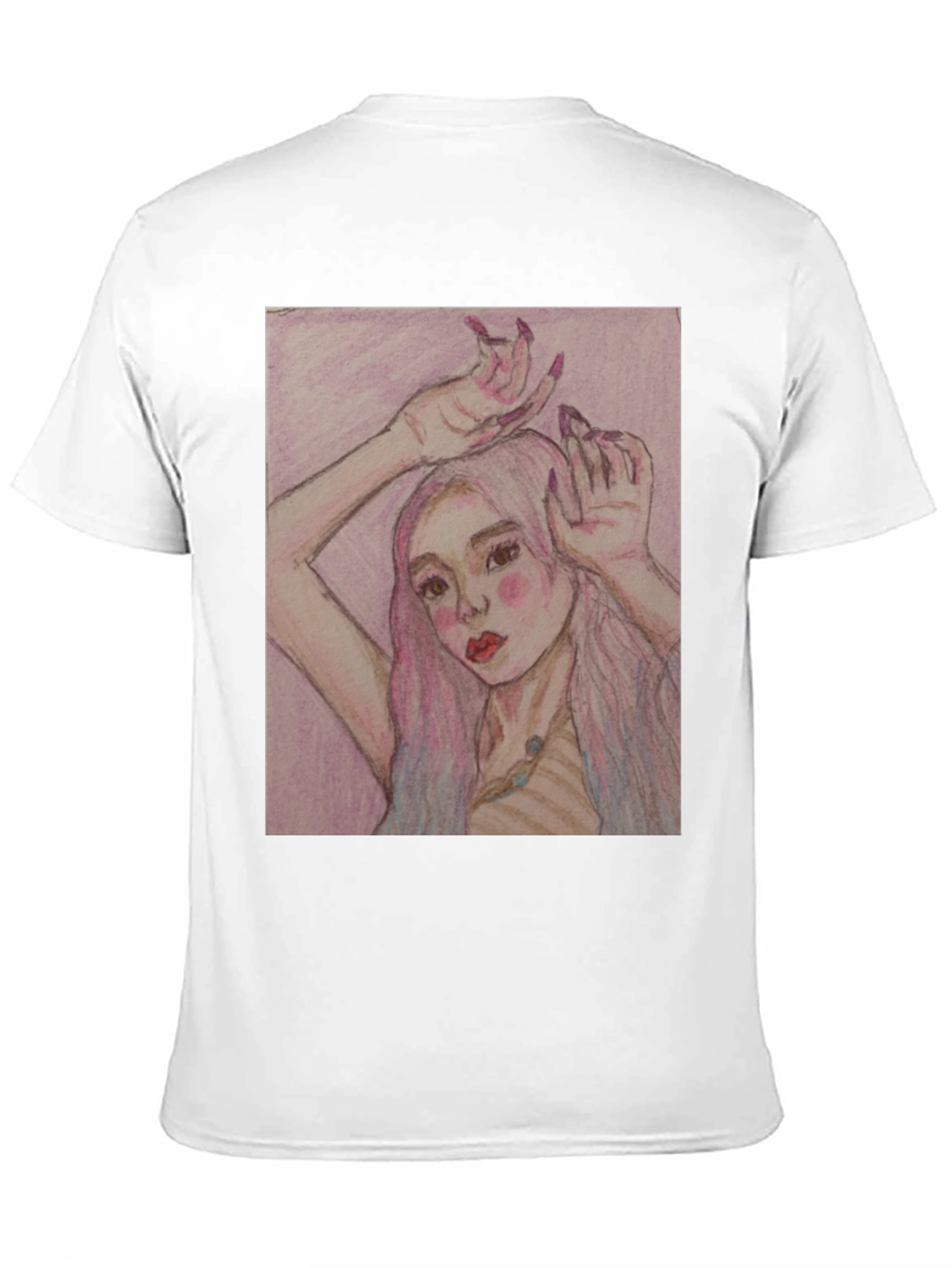 Artistic Woman Graphic Print Black T-Shirt