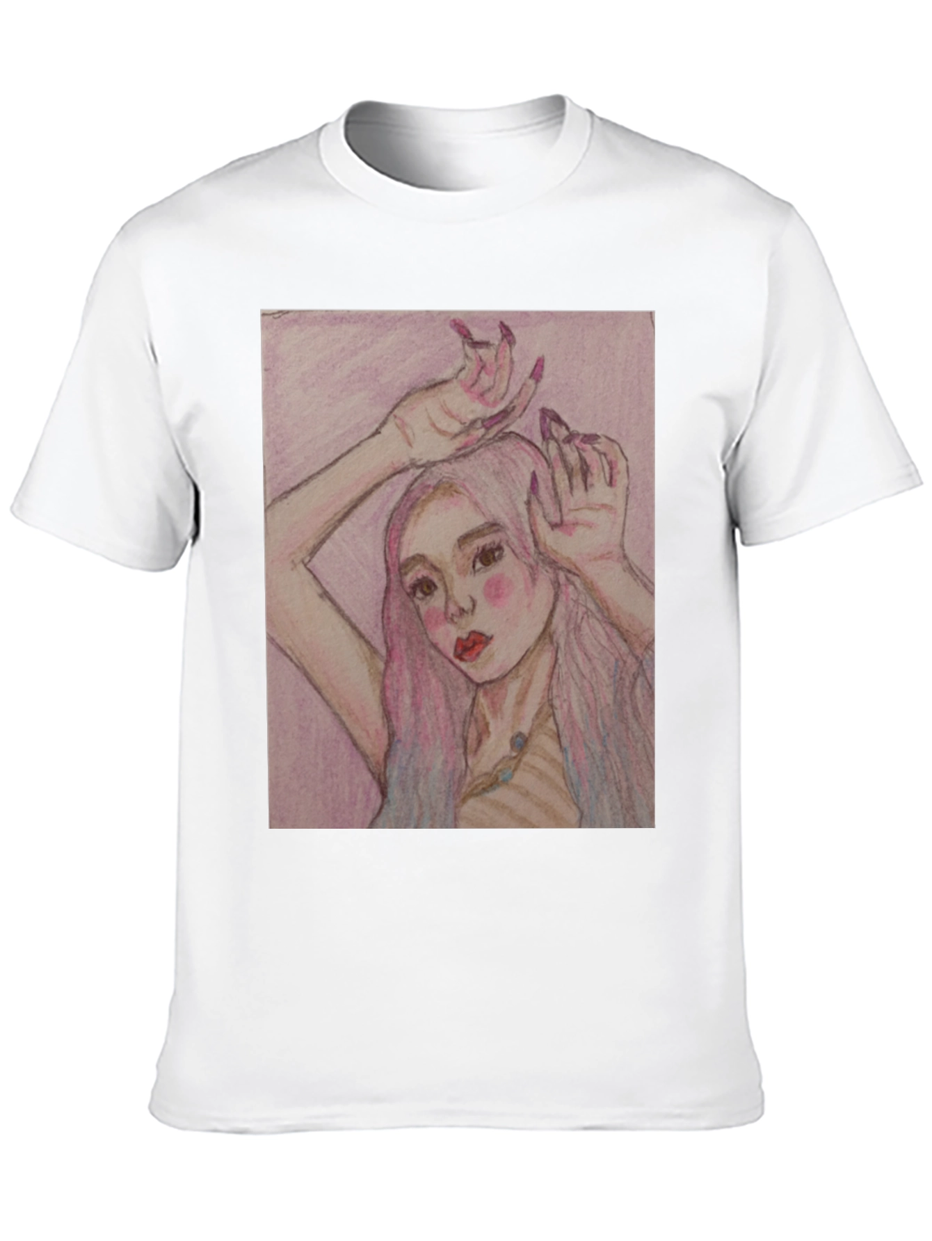 Artistic Woman Graphic Print Black T-Shirt