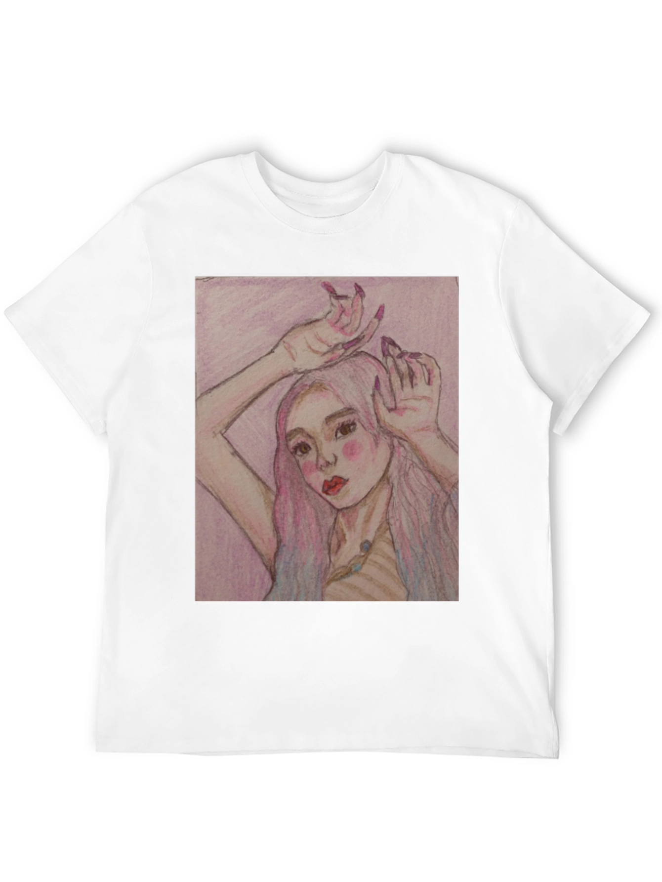 Artistic Woman Graphic Print Black T-Shirt