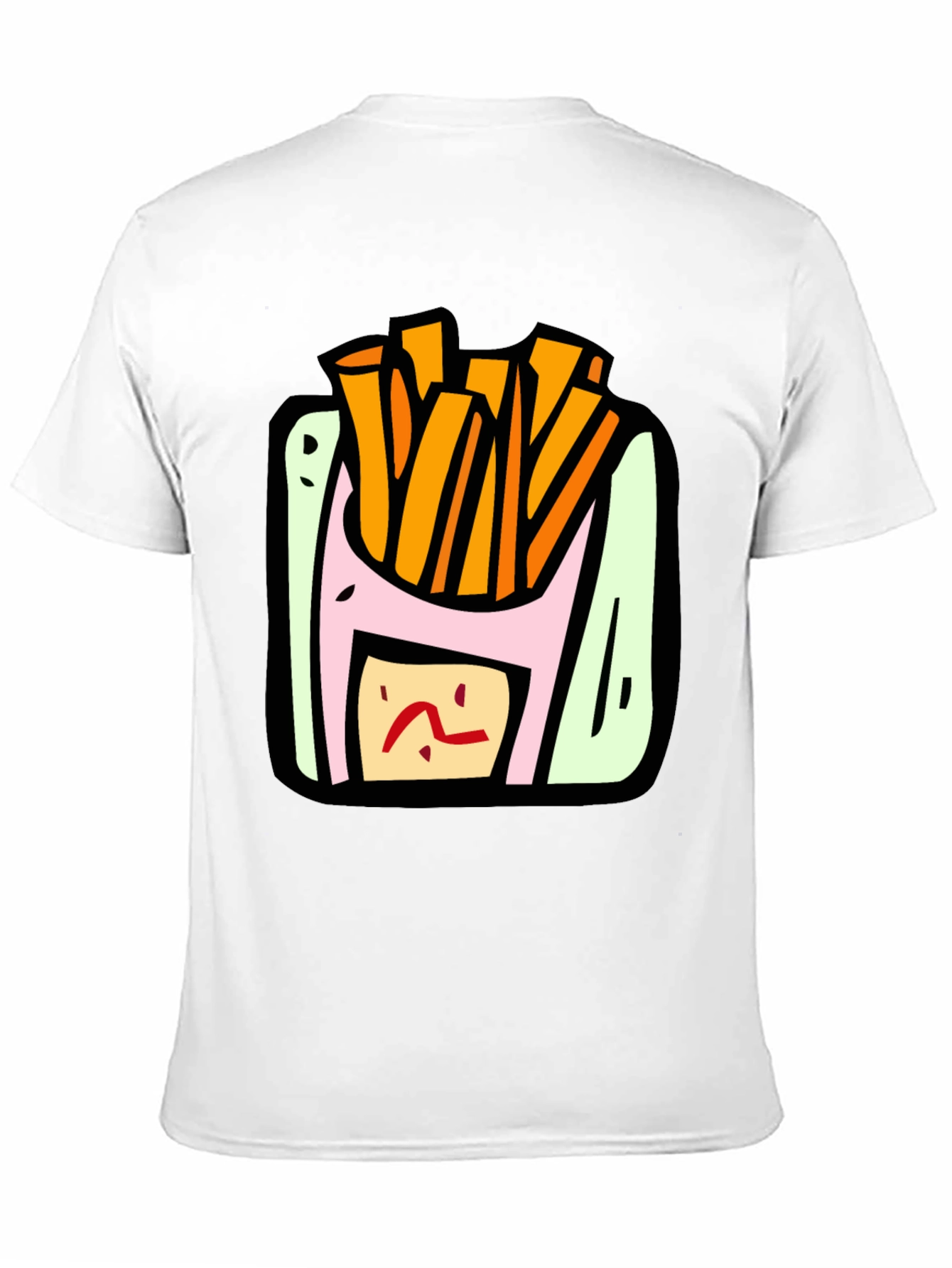 Cartoon Fries Graphic Black T-Shirt