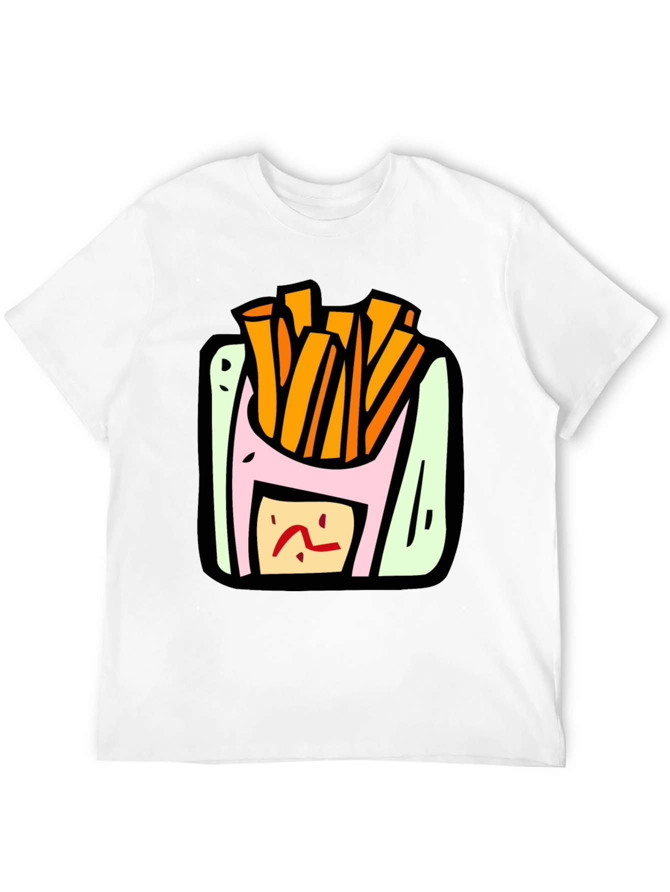Cartoon Fries Graphic Black T-Shirt