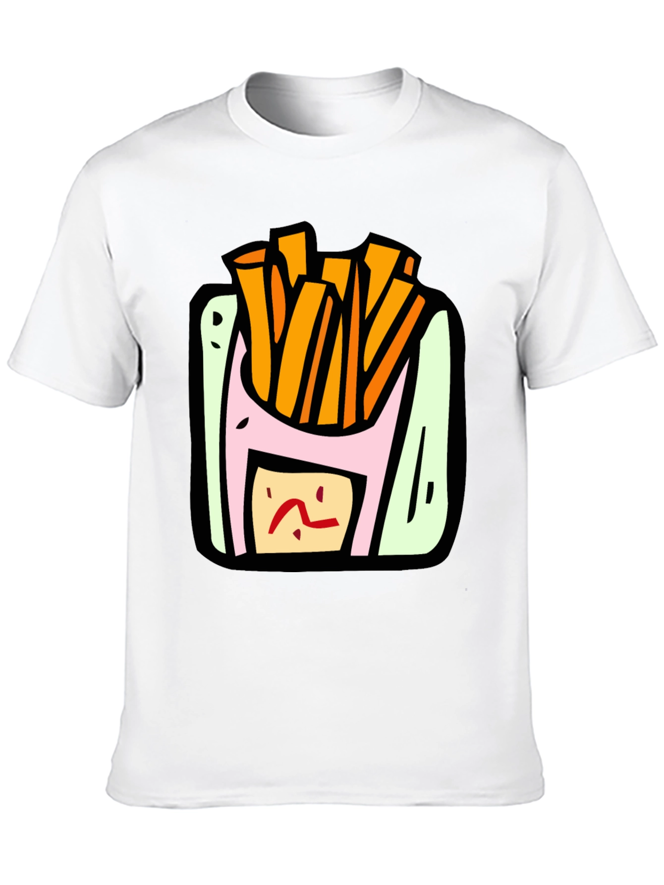 Cartoon Fries Graphic Black T-Shirt