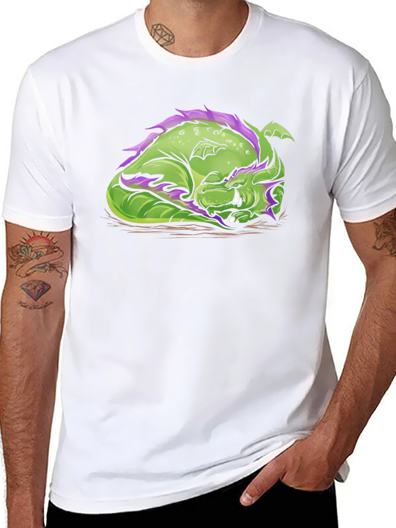 Sleeping Dragon Graphic Tee - Black