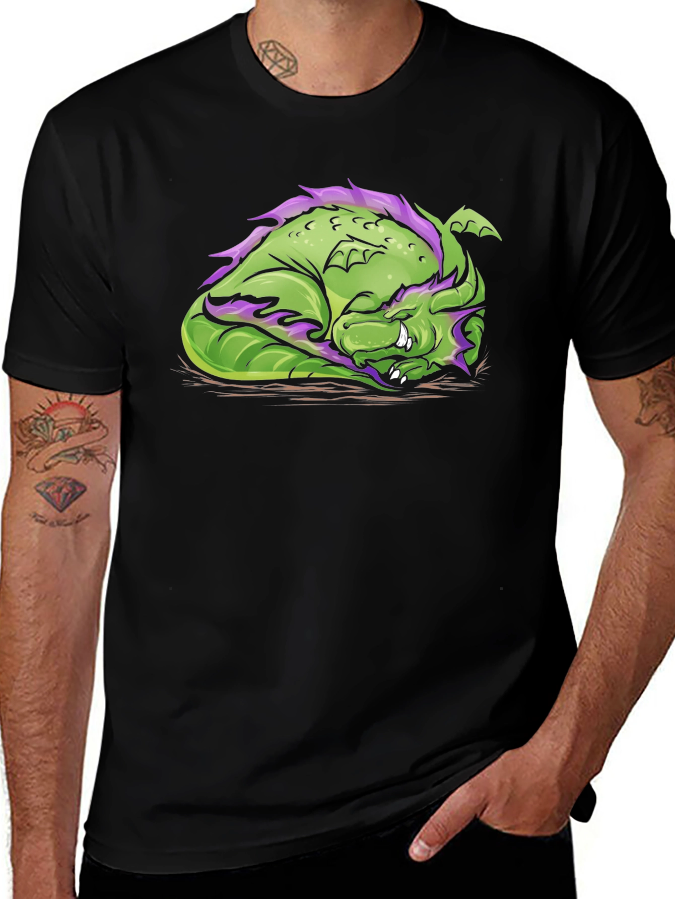Sleeping Dragon Graphic Tee - Black