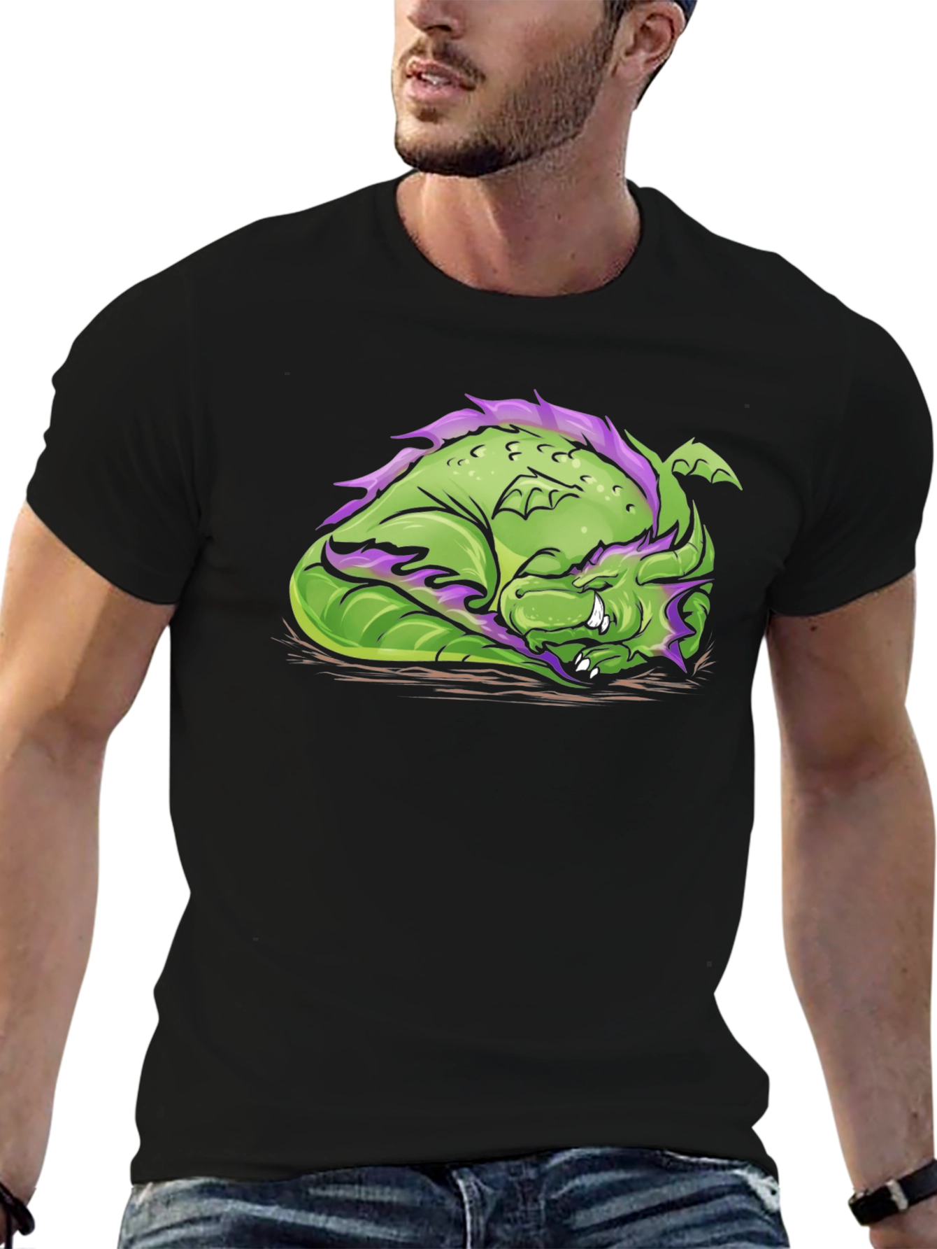 Sleeping Dragon Graphic Tee - Black