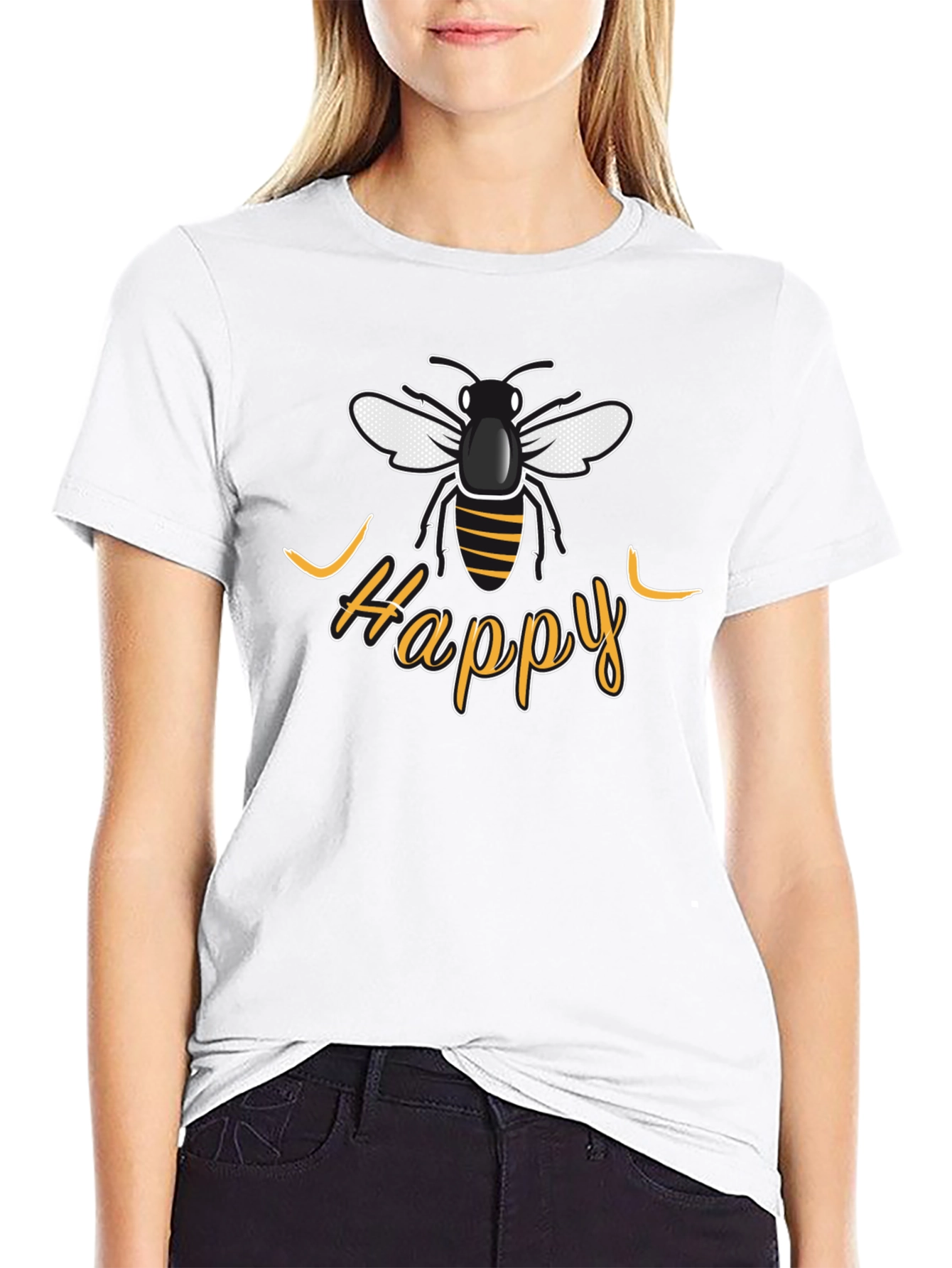 Be Happy Bee Graphic T-Shirt