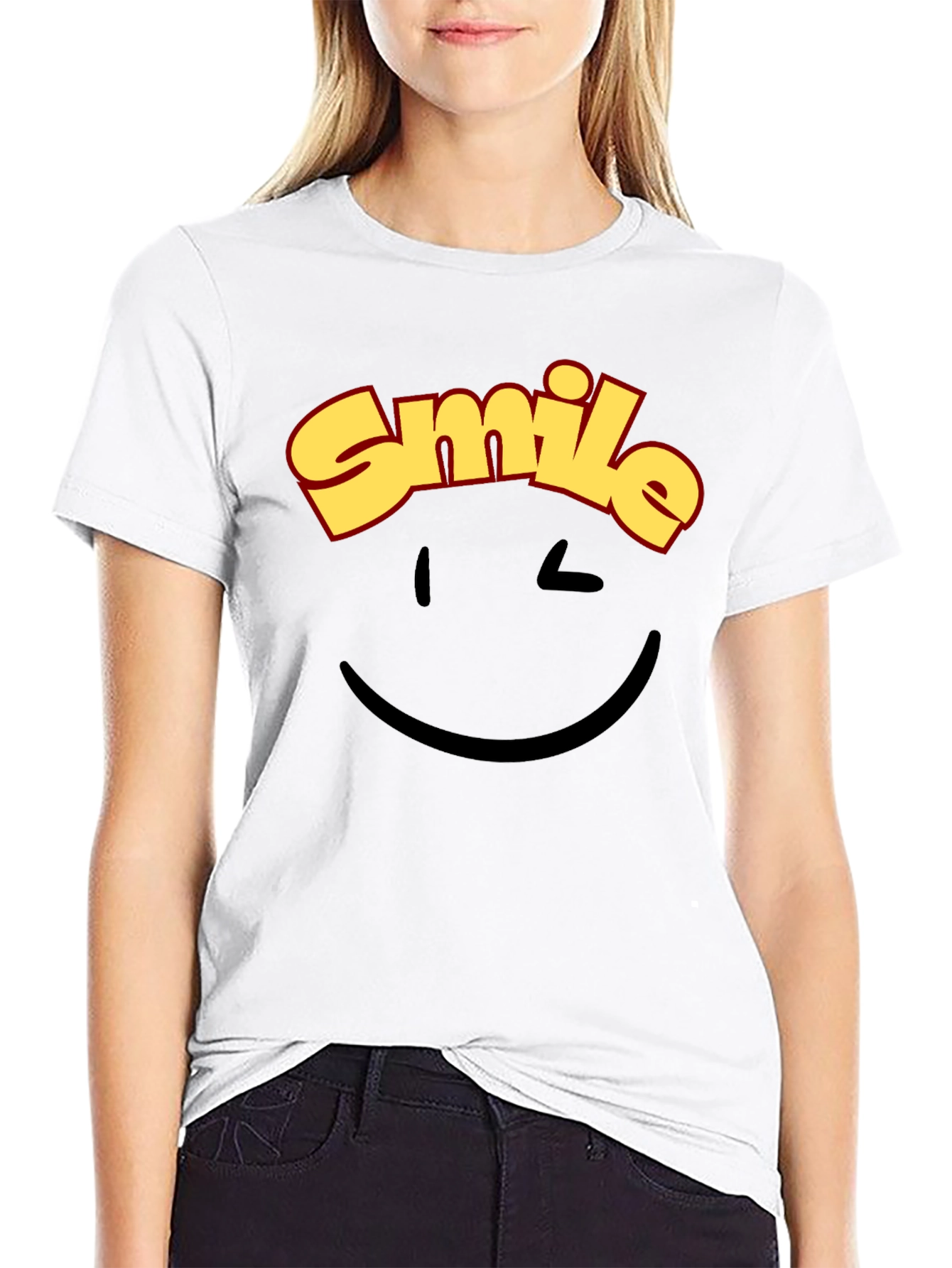 Smile Graphic Black T-Shirt - Wink Emoji Tee