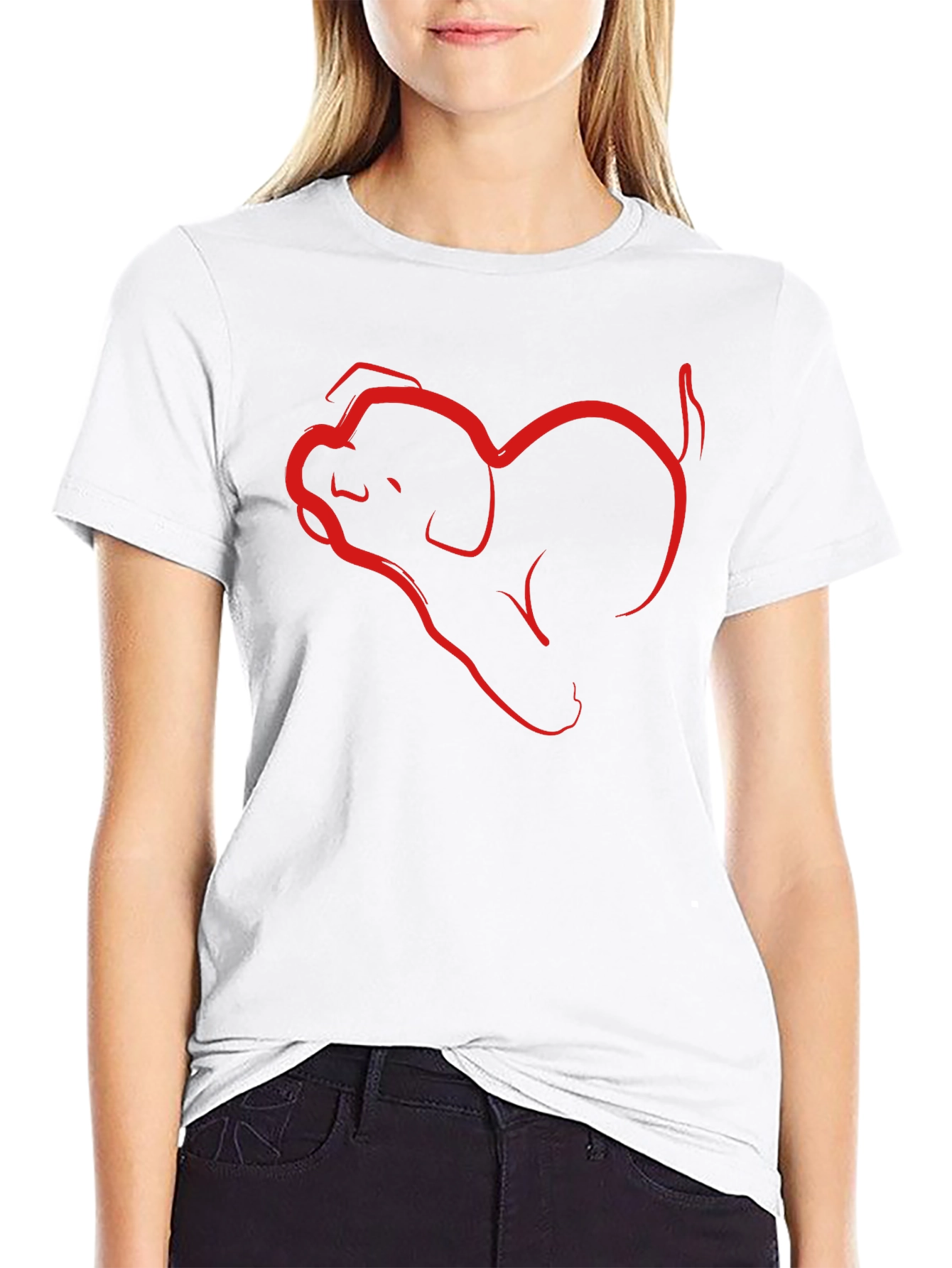 Dog Heart Line Art Graphic T-Shirt