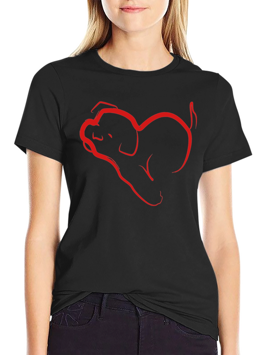 Dog Heart Line Art Graphic T-Shirt