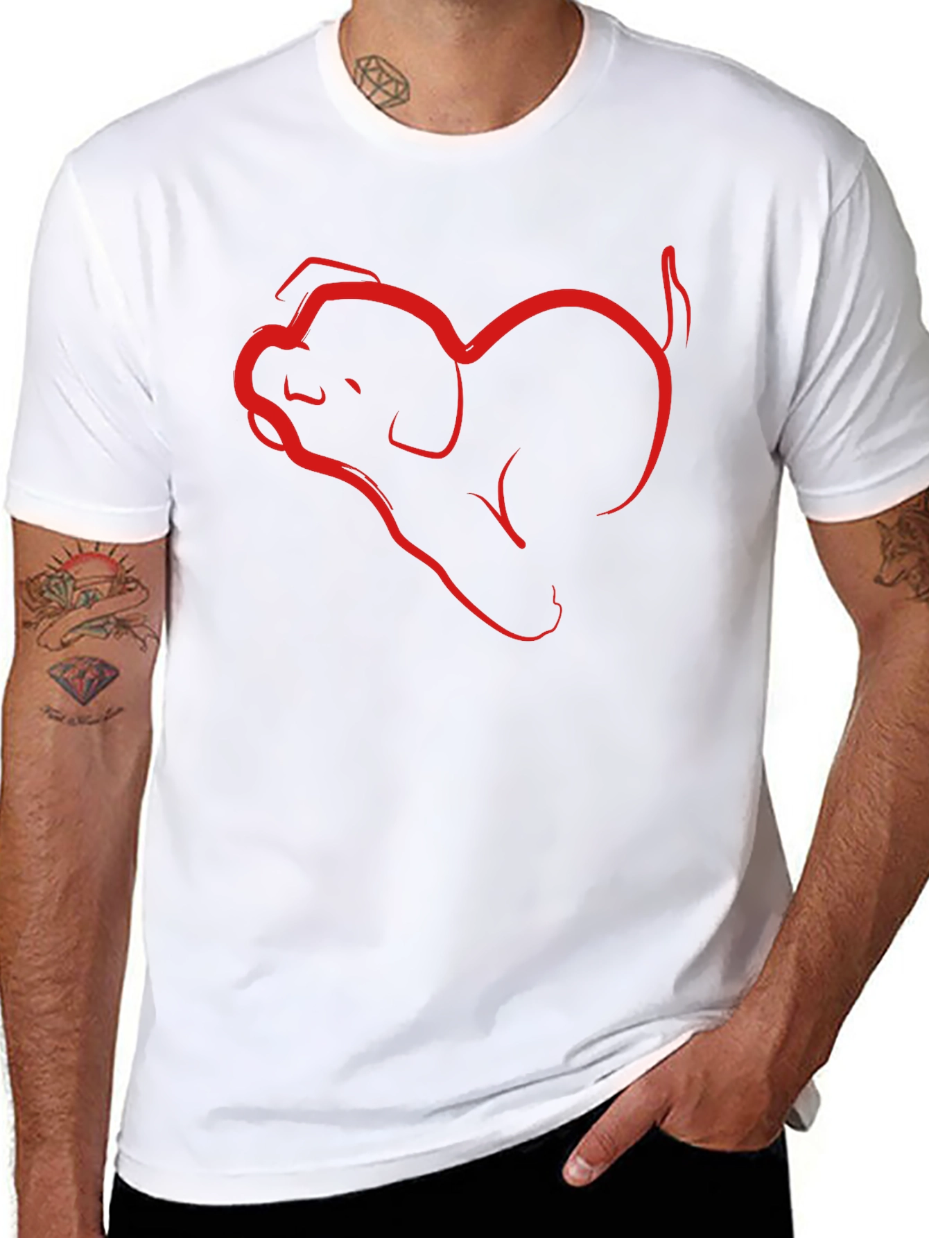 Dog Heart Line Art Graphic T-Shirt