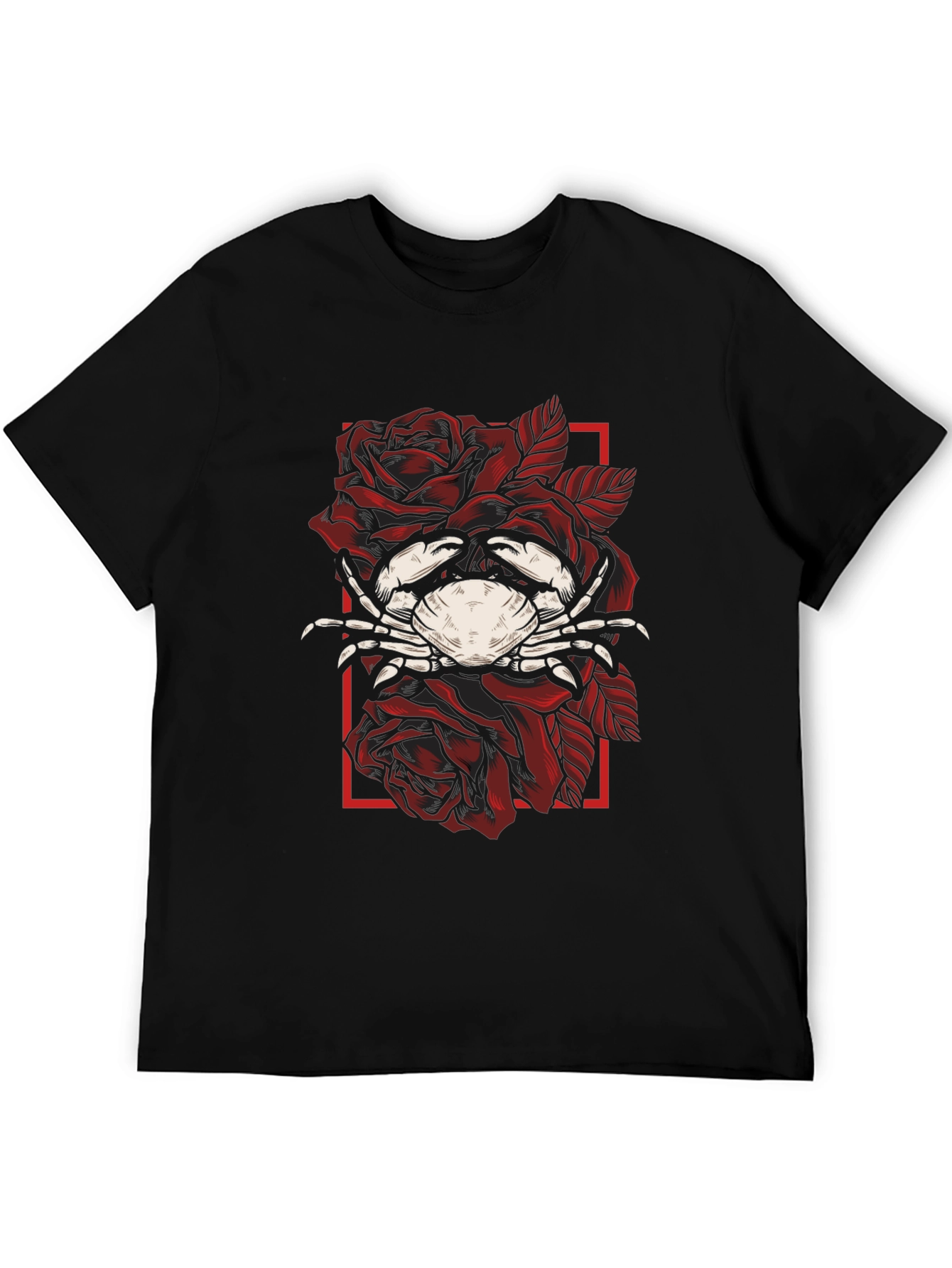 Crab & Roses Graphic Tee - Mens Black T-Shirt