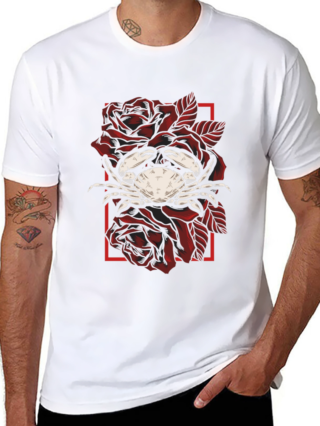 Crab & Roses Graphic Tee - Mens Black T-Shirt