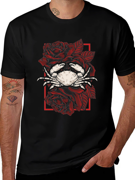 Crab & Roses Graphic Tee - Mens Black T-Shirt