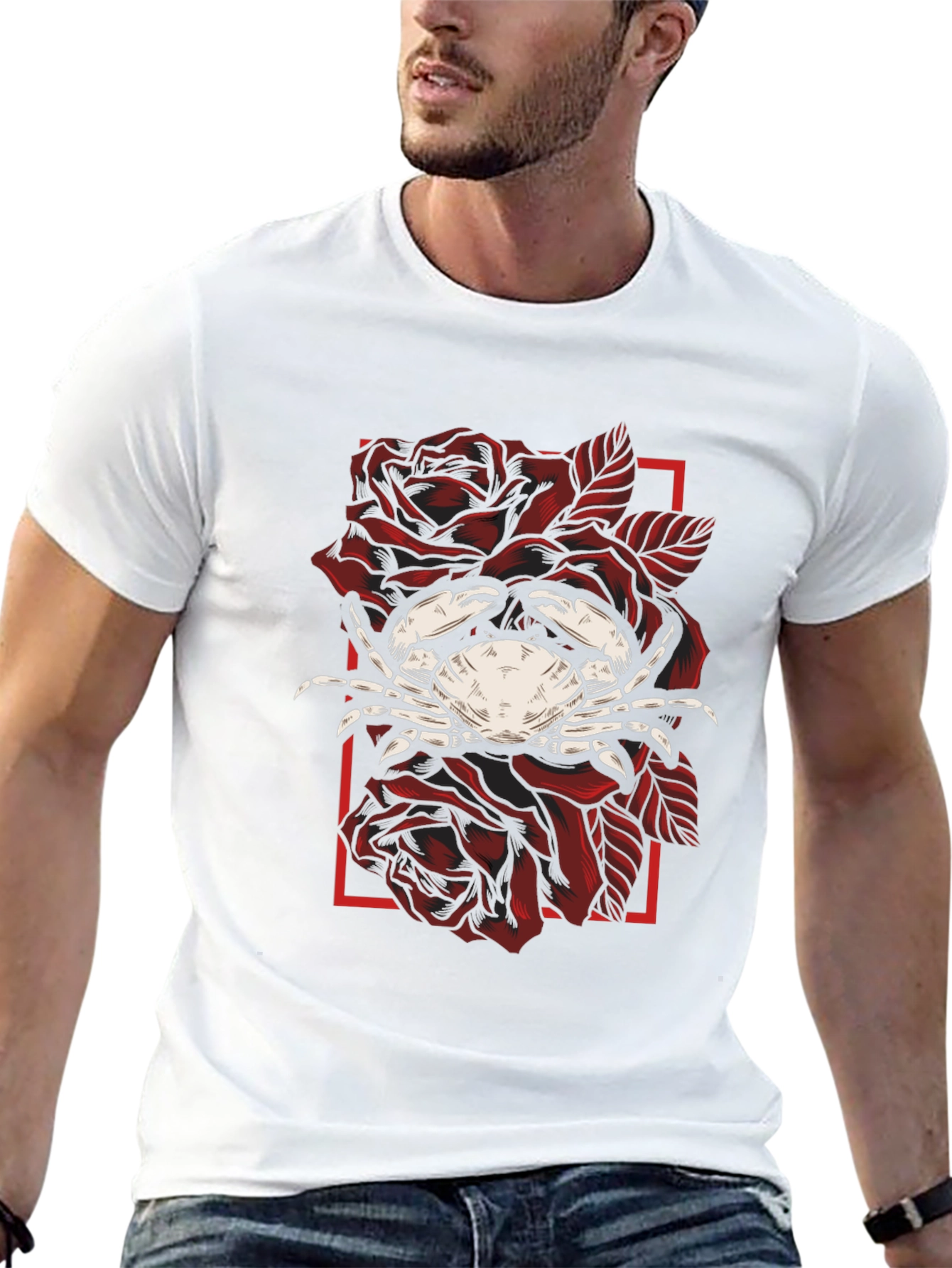 Crab & Roses Graphic Tee - Mens Black T-Shirt