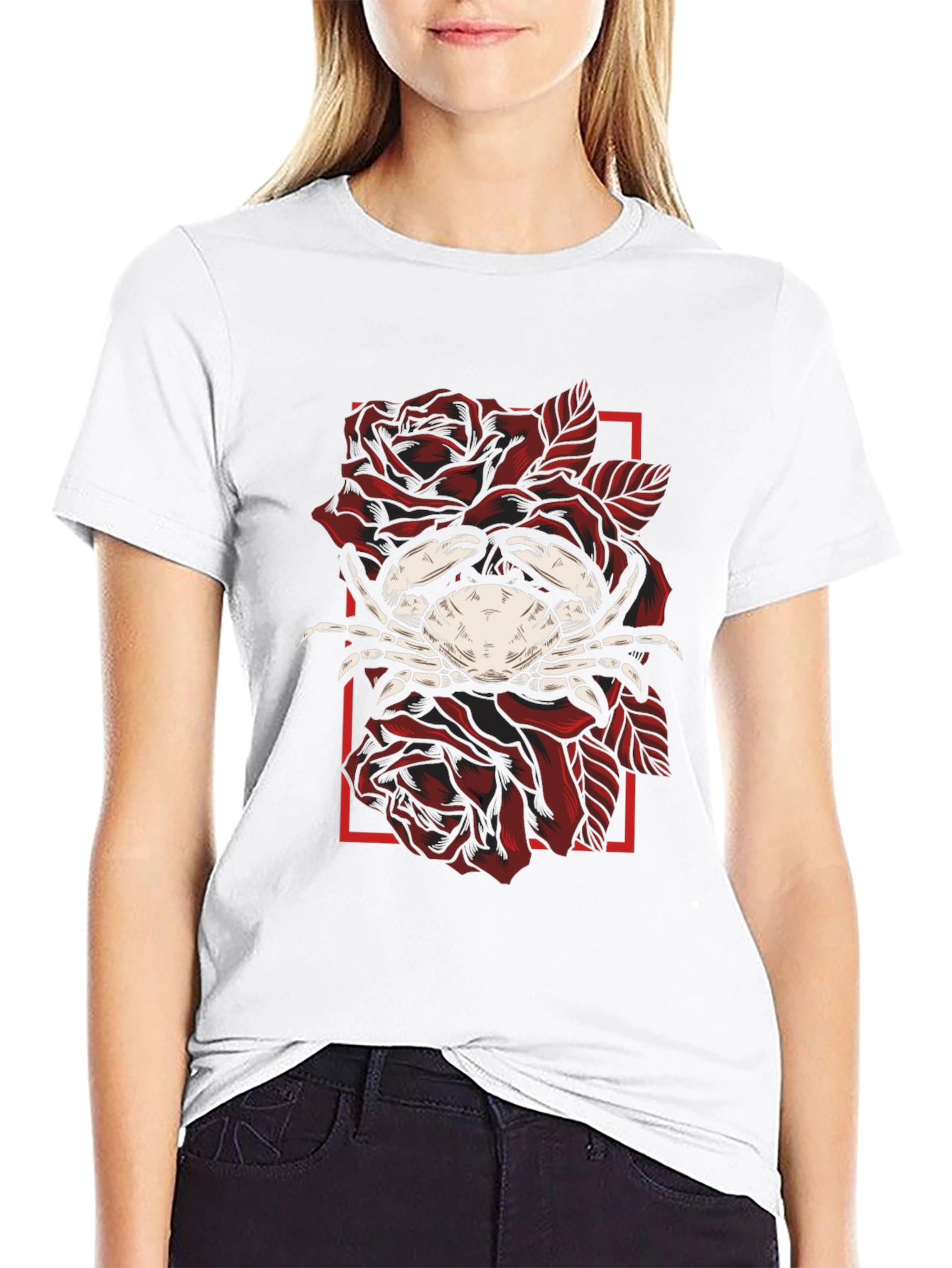 Crab & Roses Graphic Tee - Mens Black T-Shirt