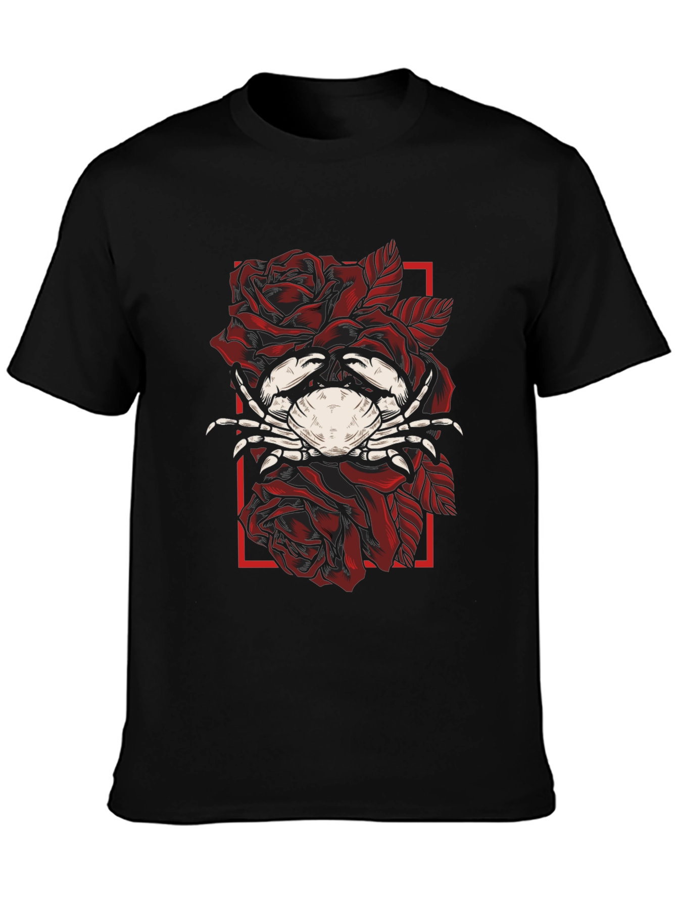 Crab & Roses Graphic Tee - Mens Black T-Shirt
