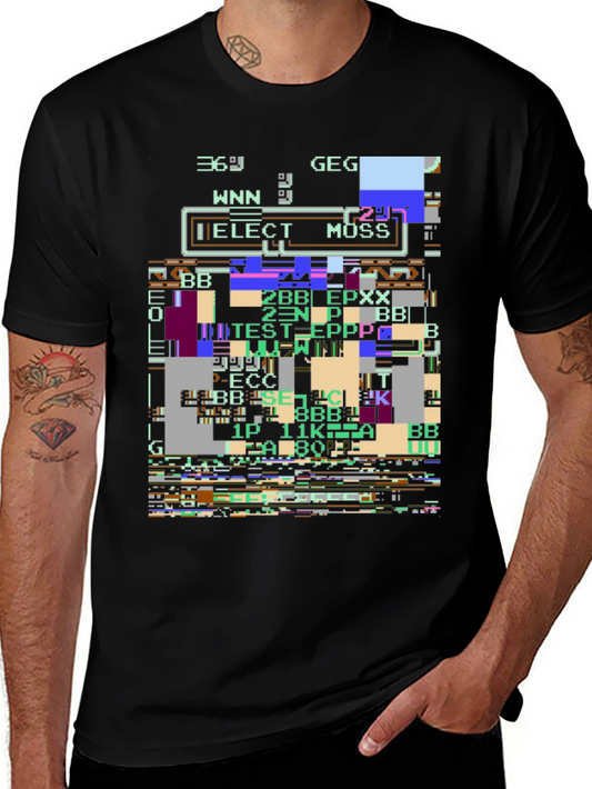 Elect Moss Glitchcore T-Shirt - Retro Pixel Art