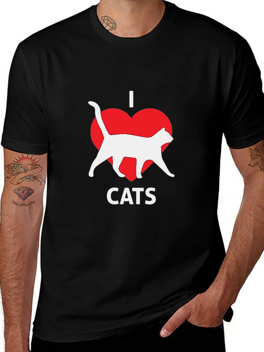 I Love Cats T-Shirt - Black Cotton Tee