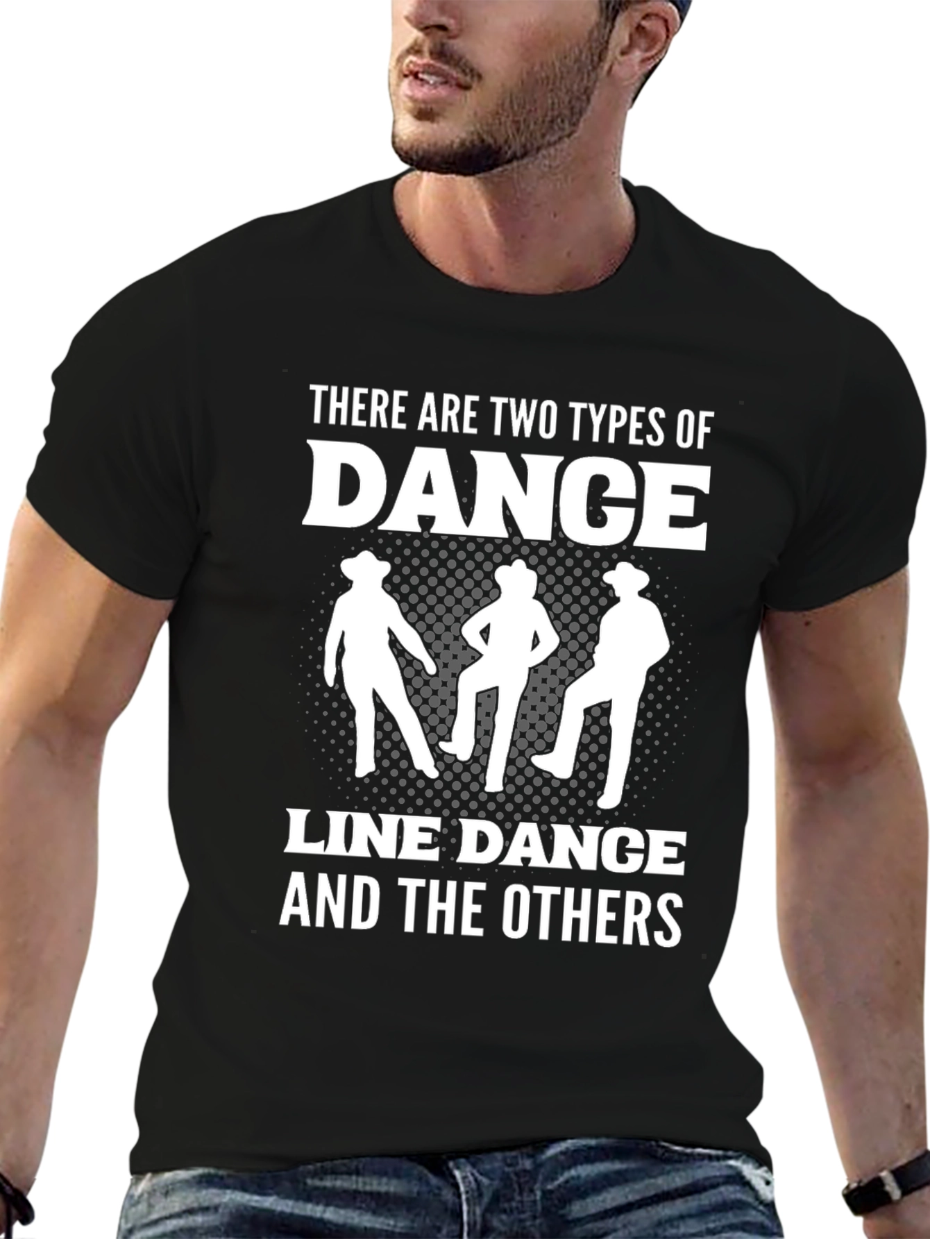 Line Dance Graphic Tee - Cowboy Dancing Shirt