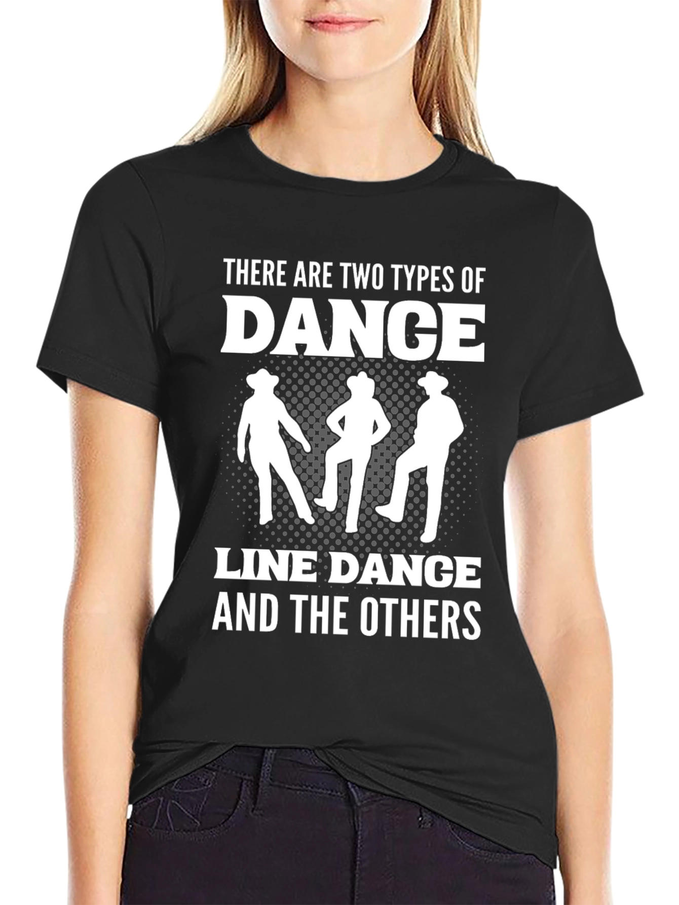 Line Dance Graphic Tee - Cowboy Dancing Shirt
