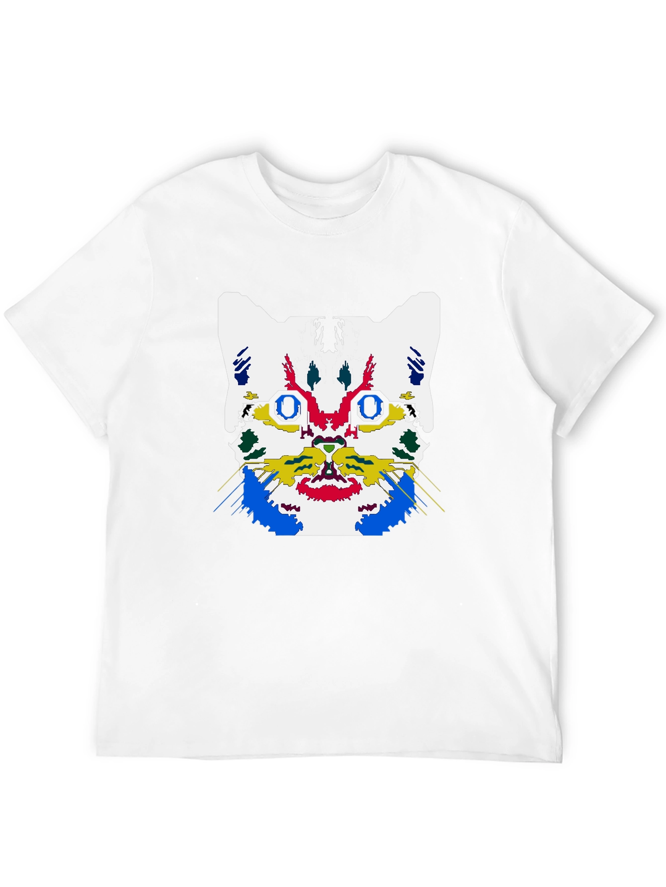 Abstract Cat Graphic Black T-Shirt